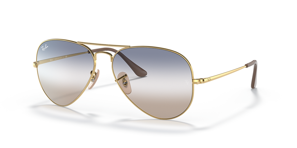 Ray-Ban BI-GRADIENTサングラス ゴールドフレーム Ray-Ban RB3689 Bi-Gradient L (58 - 14) with Blue lenses and Gold