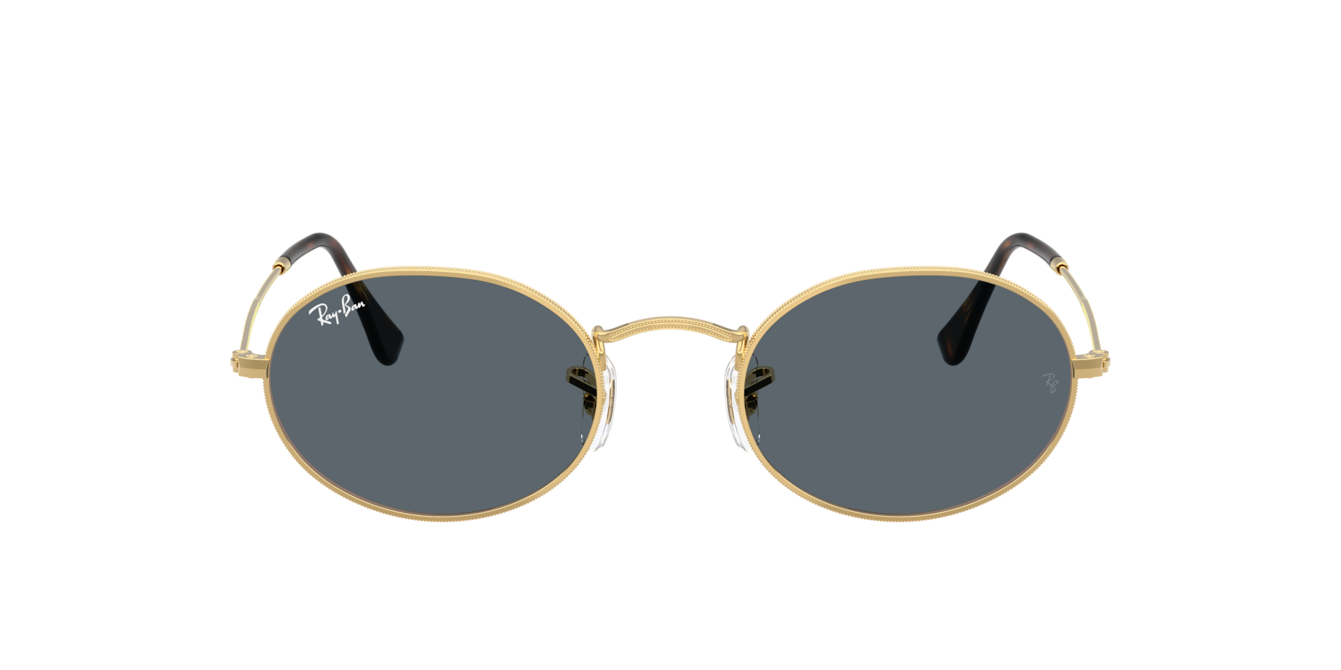 Ray-Ban Oval Flat Lenses M (51 - 21) with Blue lenses and Gold