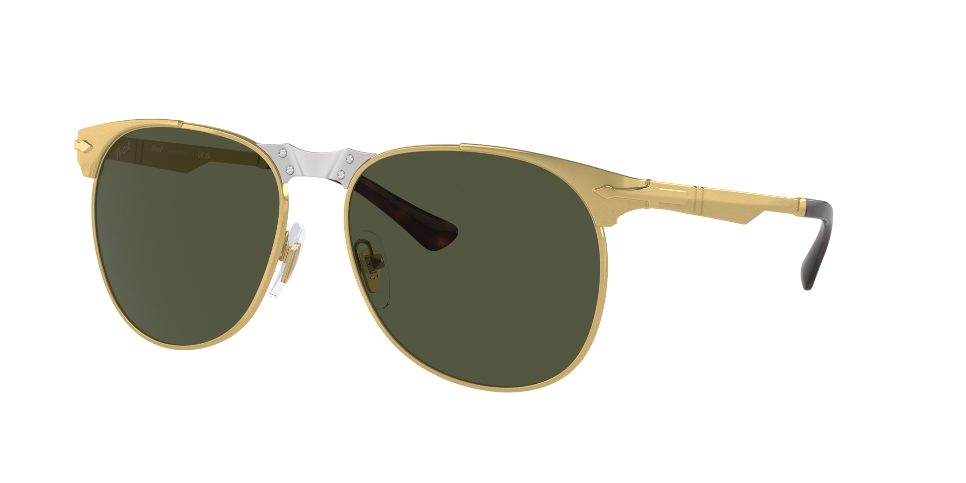 Persol Unisex Sunglass 649 Iron - Couleur du Monture: Or, Couleur de Lentille: Vert