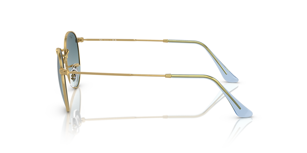 Ray-Ban Round Metal XS (47 - 21) with Blue lenses and Gold frame