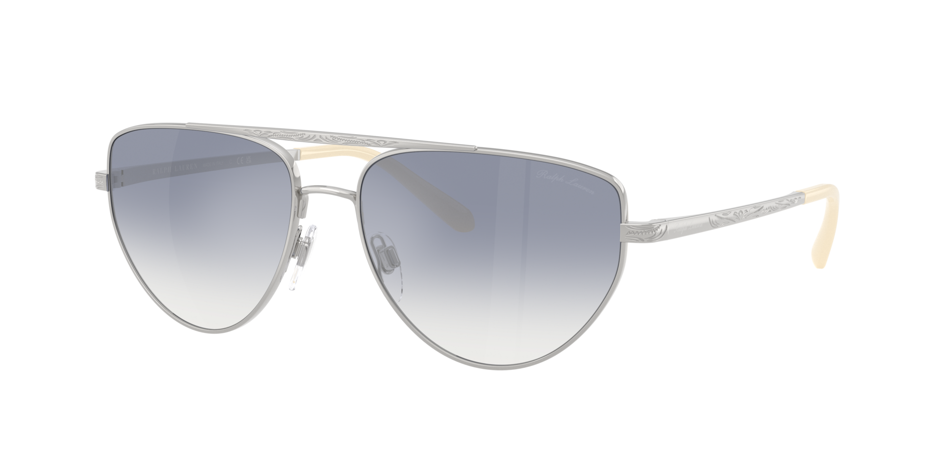 Ralph Lauren Woman Sunglass RL7090 -  Frame color: Shiny Silver, Lens color: Clear Gradient Blue Mirror Silver