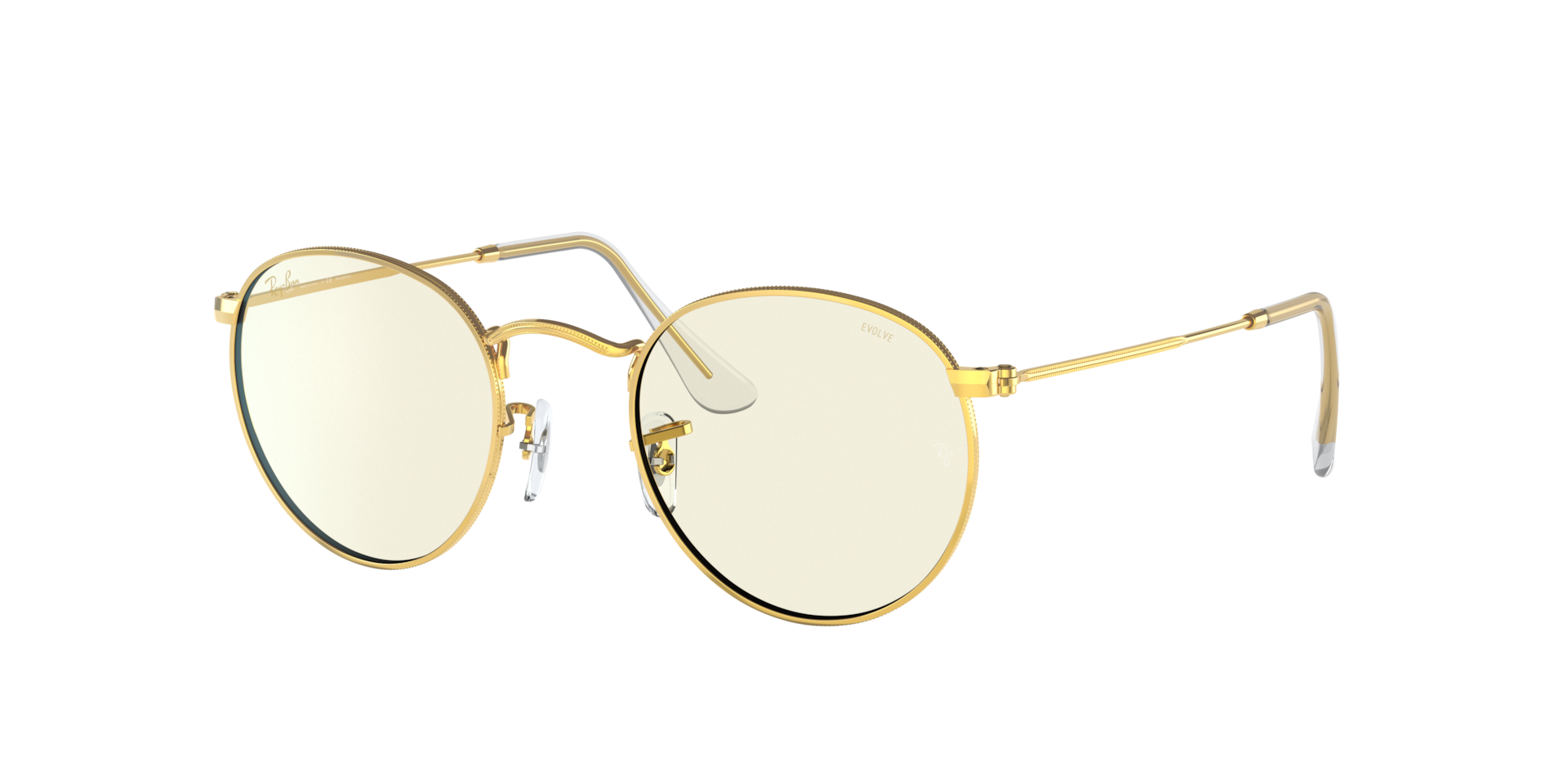 RAY-BAN Man Sunglasses Round Blue-Violet Light Clear Evolve  -  Frame color: Gold, Lens color: Clear