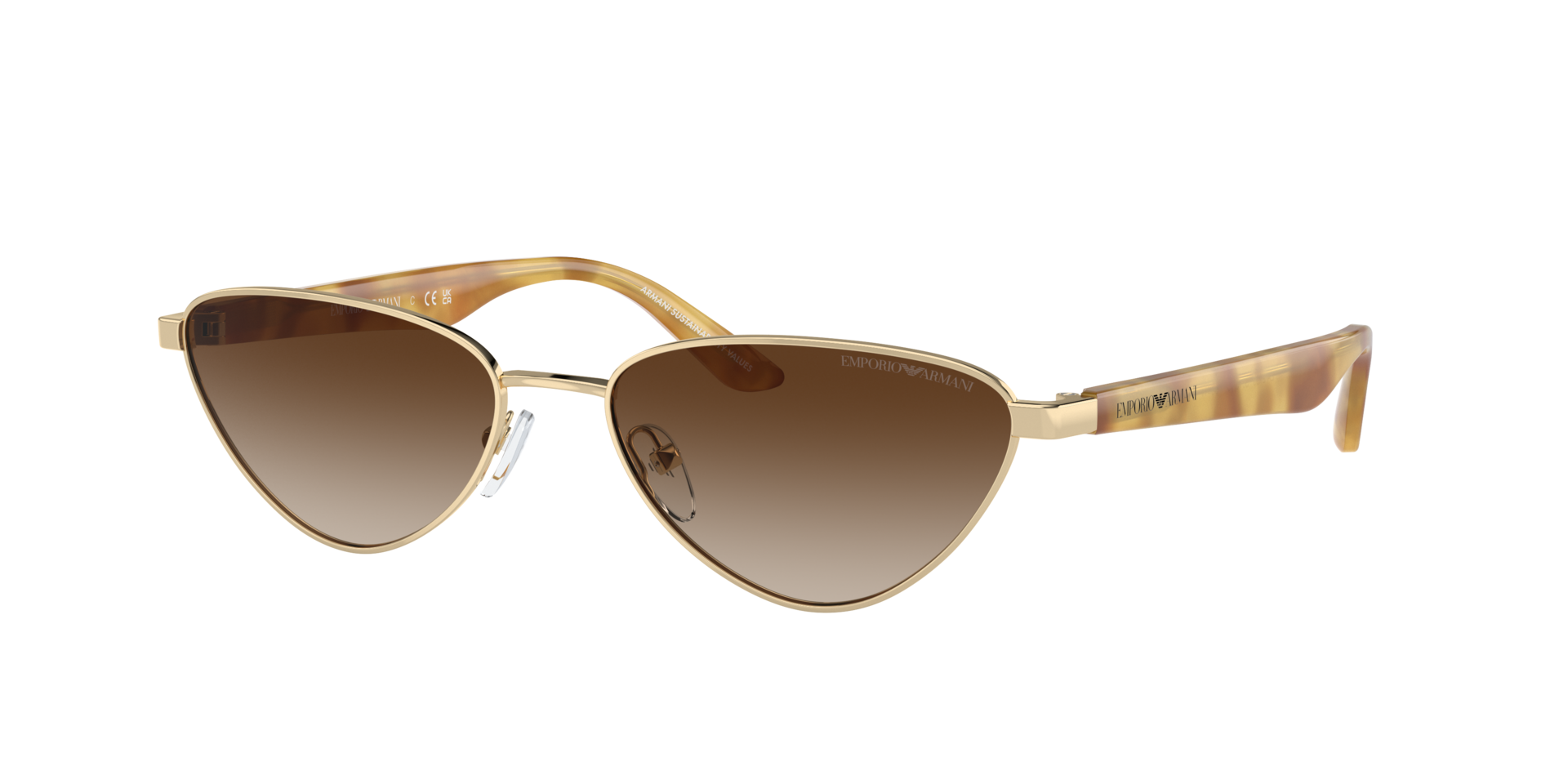 Emporio Armani Femme Sunglass EA2153 - Couleur du Monture Or ple brillant Couleur de Lentille Dgrad Marron 84 €