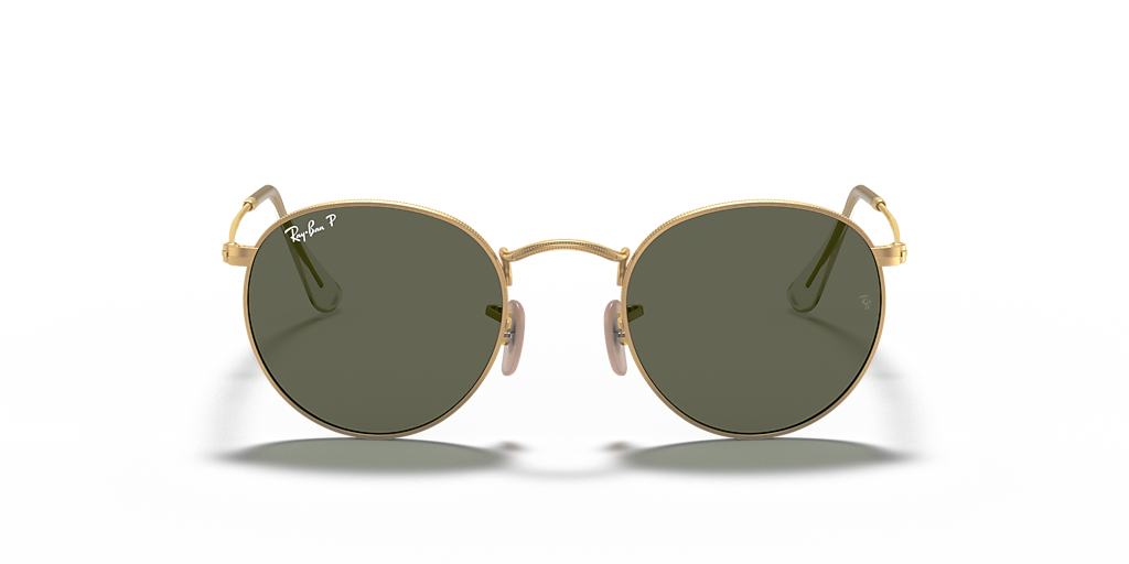 Ray-Ban Round Metal S (50 - 21) with Green lenses and Gold frame