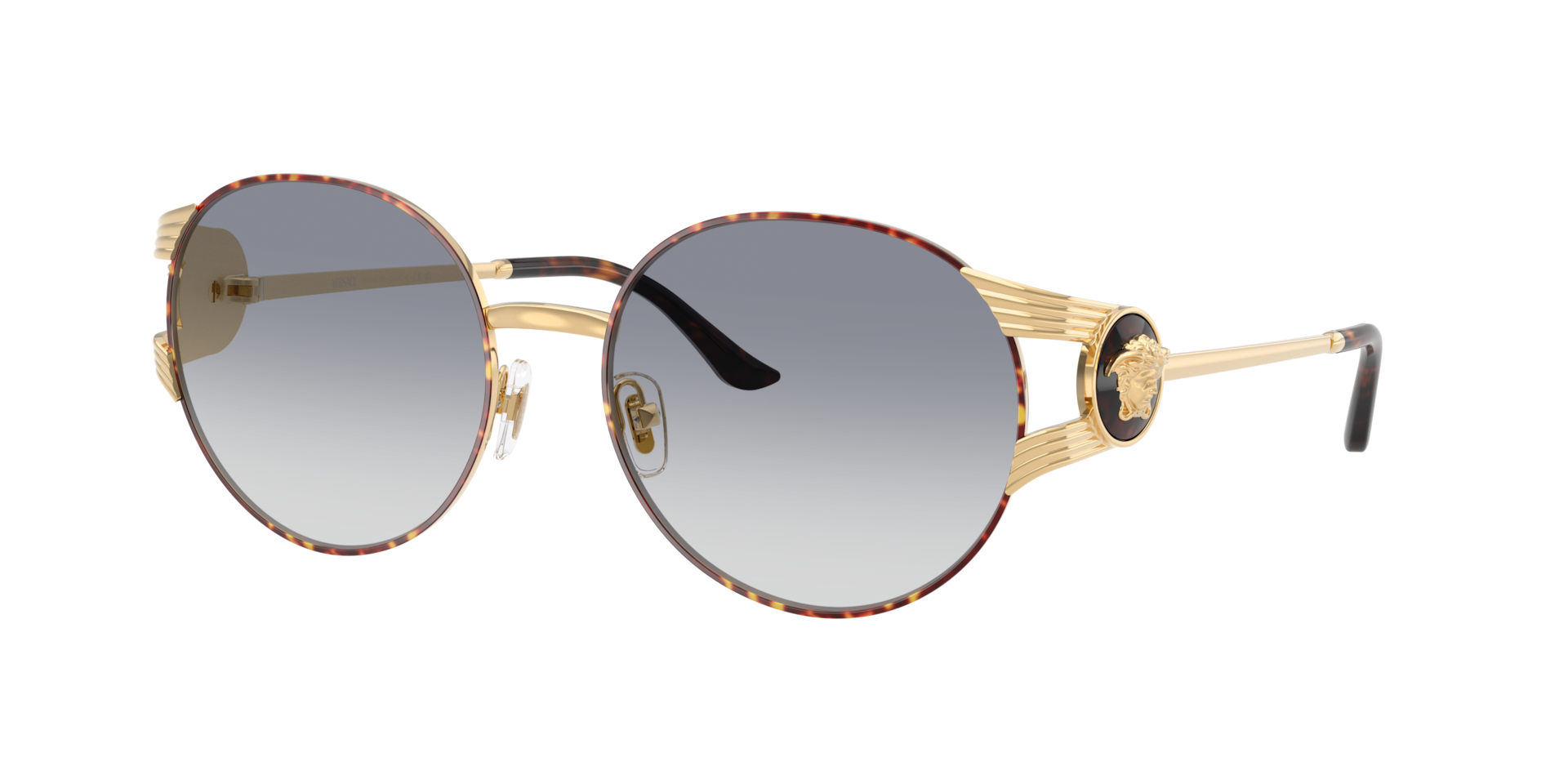 Versace , Gold Versace/Havana Sunglasses Clear Gradient Blue lenses, VE2303 152579, Mojo Glasses - Image 3