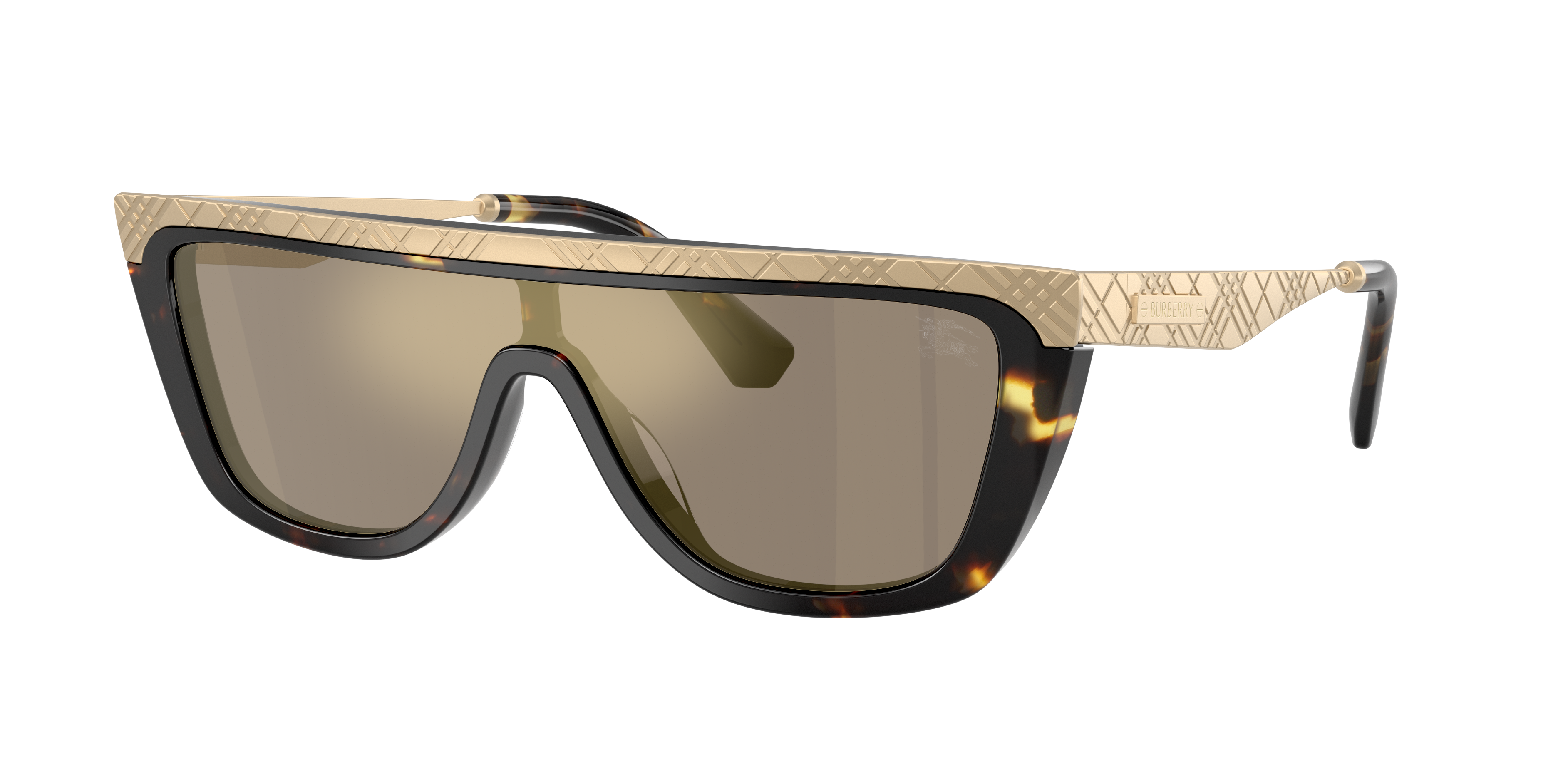 Burberry Unisex Sunglass BE3174 -  Frame color: Yellow Havana, Lens color: Light Brown Mirror Gold