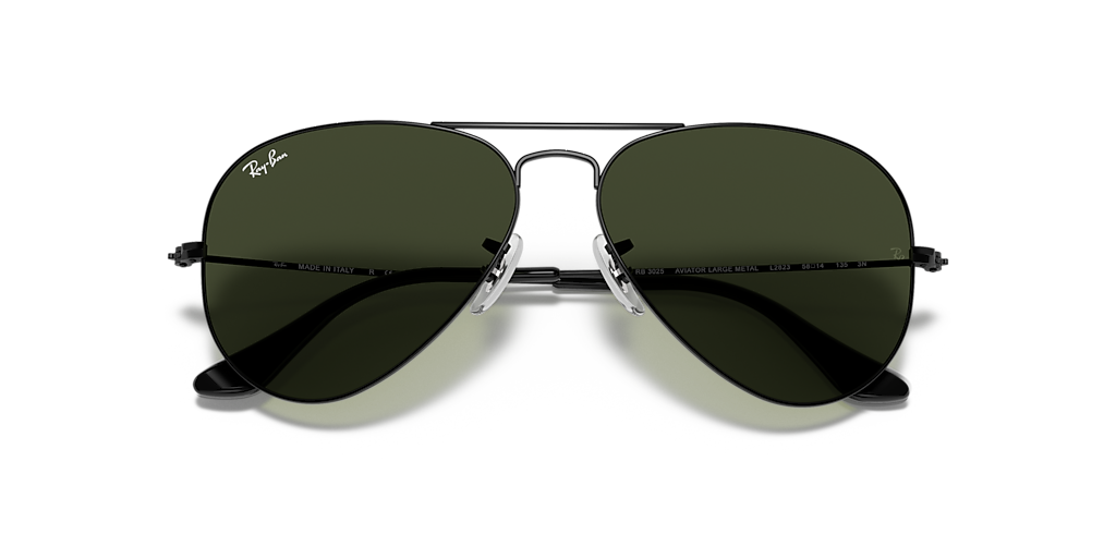 Ray-Ban Aviator Classic XL (58 - 14) with Green lenses and Black