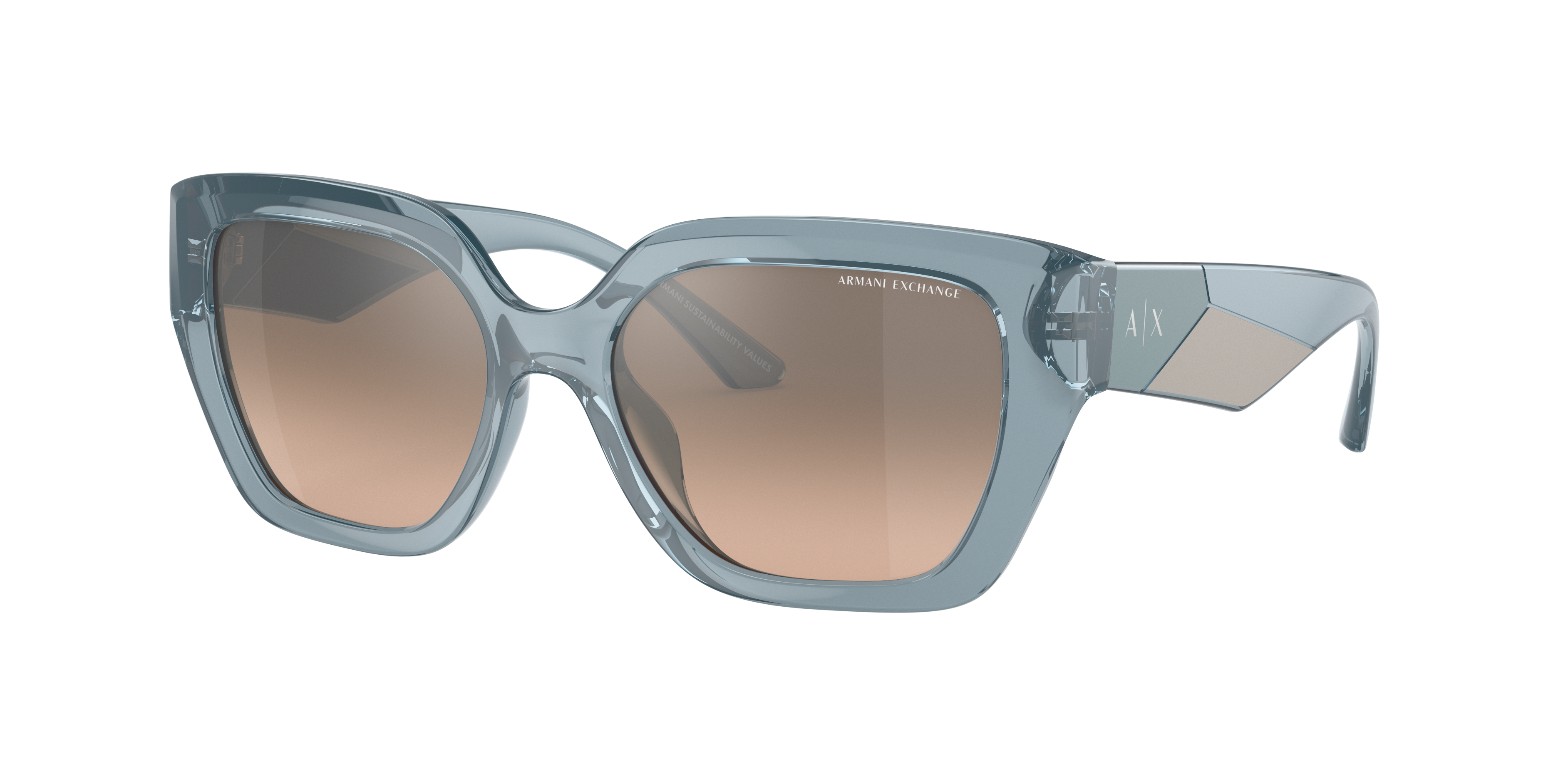 Armani Exchange Woman Sunglass AX4125SU -  Frame color: Shiny Transparent Azure, Lens color: Brown Mirror Silver Gradient