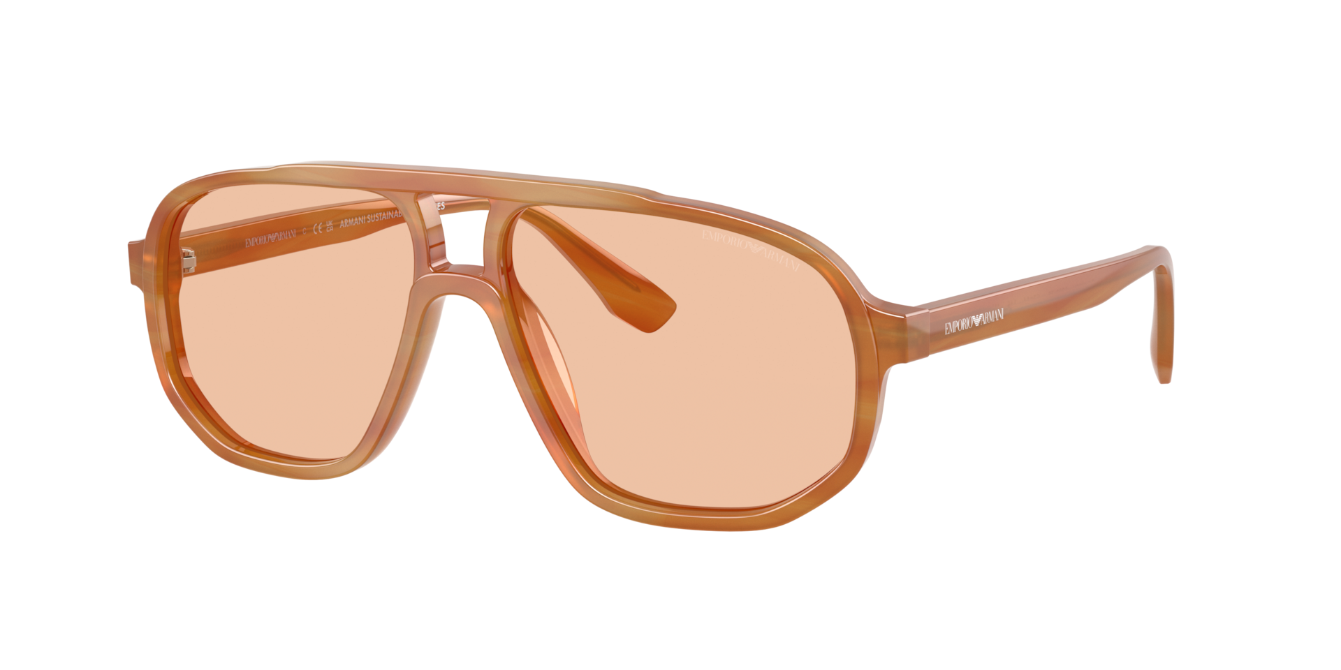 Emporio Armani Mann Sunglass EA4263U - Rahmenfarbe: Hellbraun gestreift, Linsenfarbe: Hellbraun