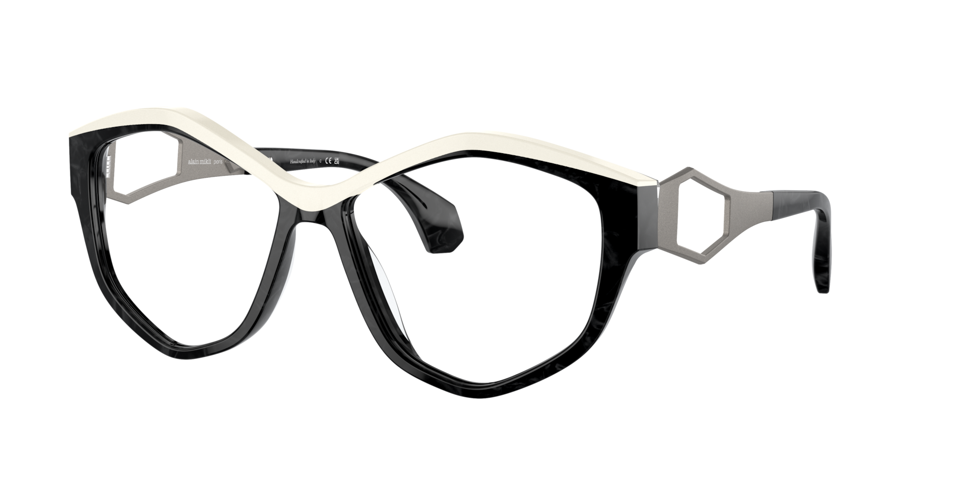 Alain Mikli Woman Sunglass A05501 -  Frame color: Noir Nacree/White, Lens color: Photo Clear to Amber Quarz