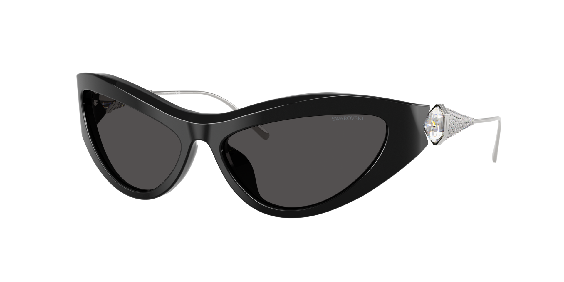 Swarovski Women's Black/Grey Sk6046 100187 Woman Sunglasses Acetate Cat Eye Normal - Image 2