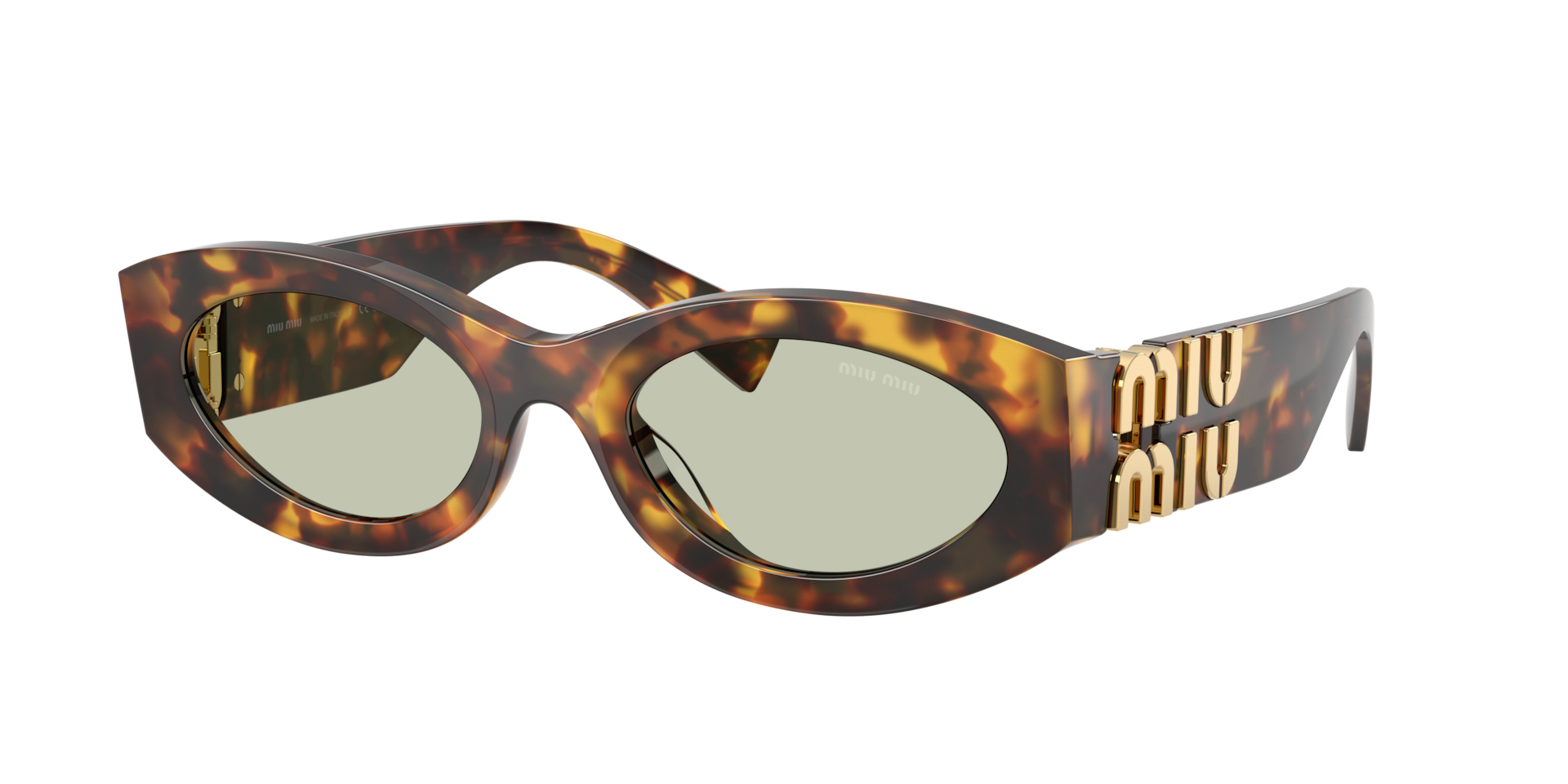 Miu Miu Woman Sunglass 0MU 11WS -  Frame color: Honey Havana, Lens color: Light Green
