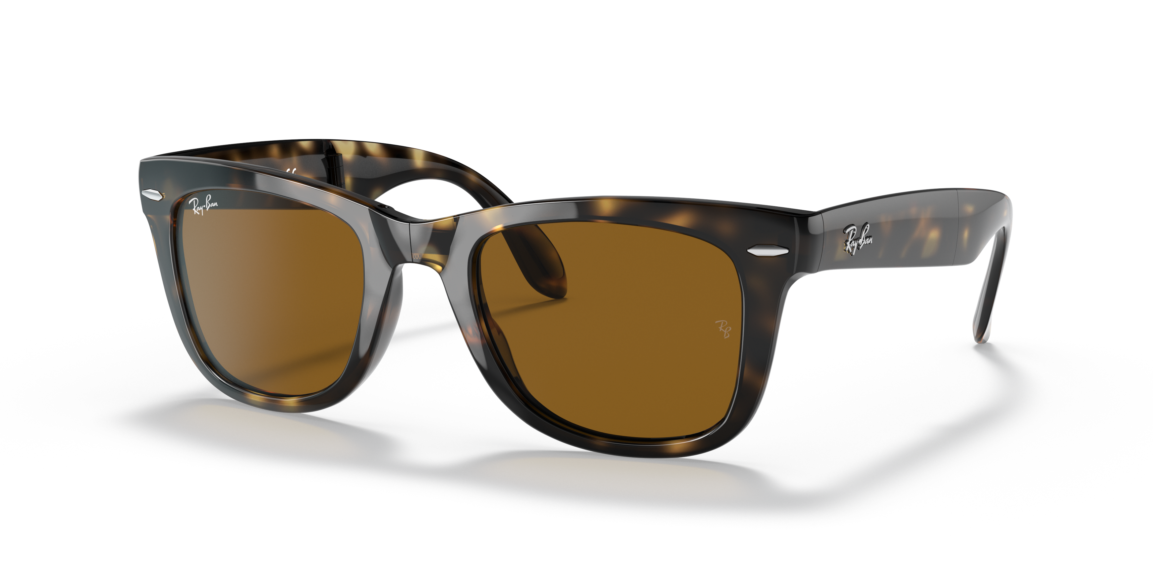 Ray-Ban FOLDING WAYFARER ブラウン サングラス Ray-Ban Wayfarer Folding Classic L (50 - 22) with Brown lenses and