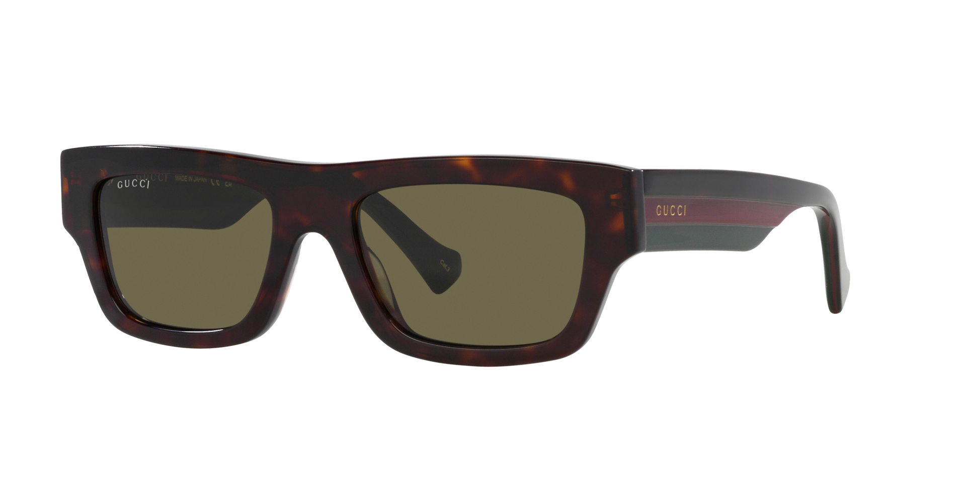 Gucci GG1301S M (55 - 19) com Lentes Verde e Armação Tartaruga