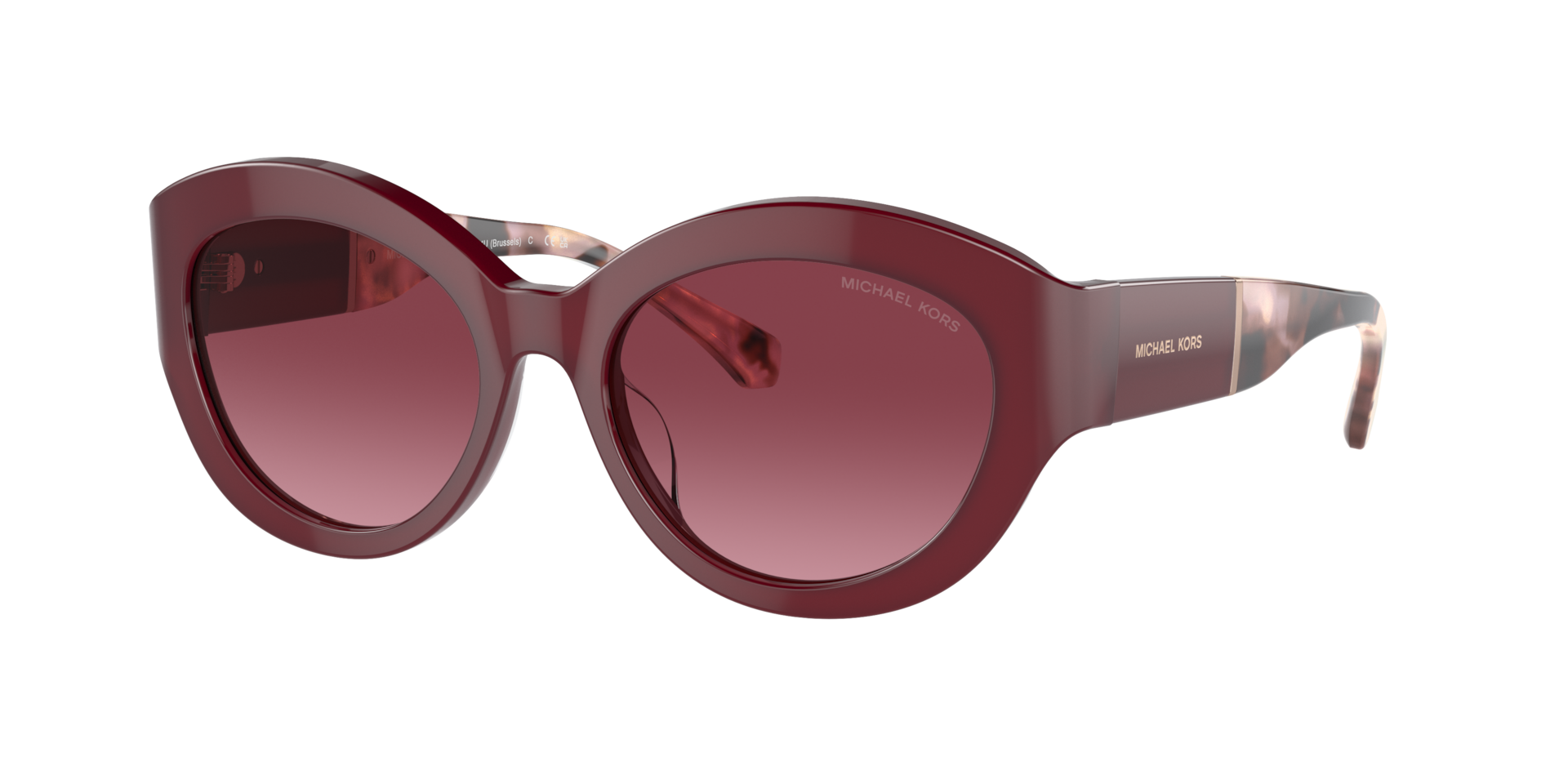 Michael Kors Femme Sunglass Brussels - Couleur du Monture: Transparent Rouge foncé, Couleur de Lentille: Dégradé Lie de vin