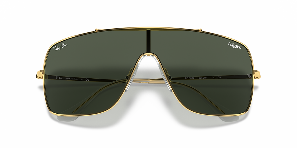 Ray-Ban Wings II XXL (0 - 135) with Green lenses and Gold frame