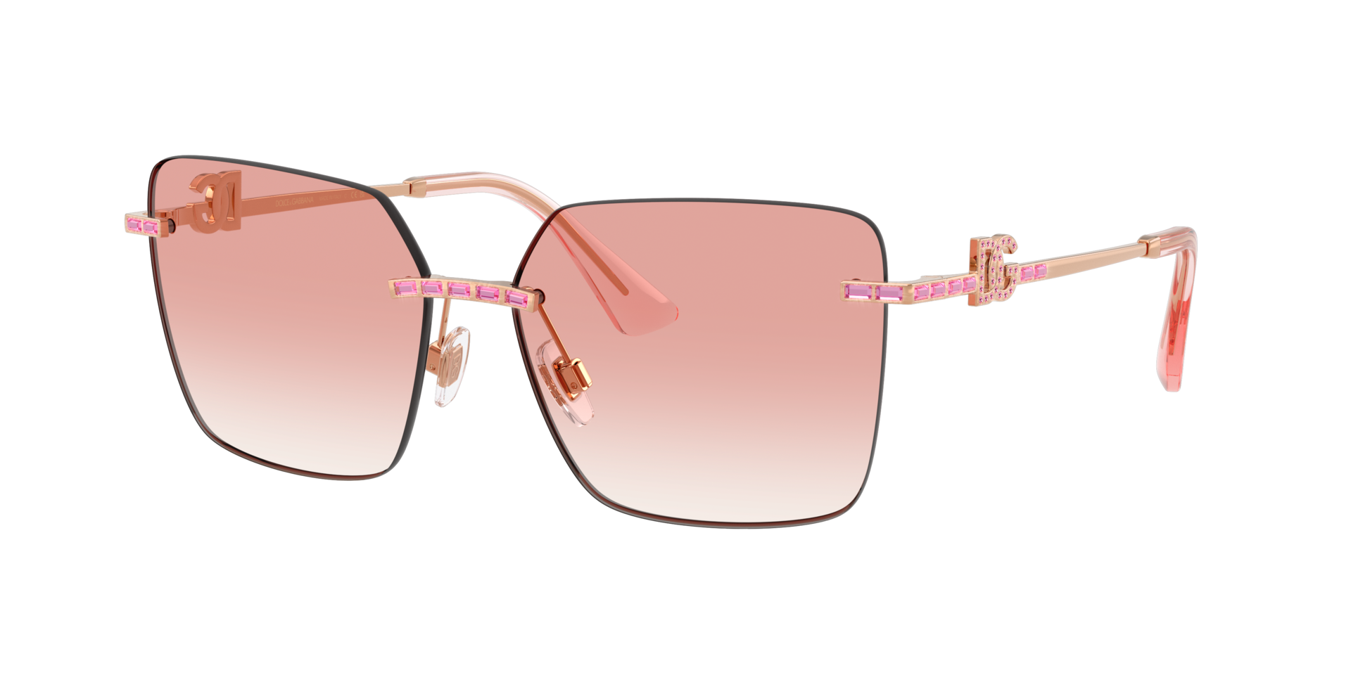 Dolce&Gabbana Frau Sunglass DG2332B - Rahmenfarbe: Rotgold, Linsenfarbe: Klar Verlauf Rosa