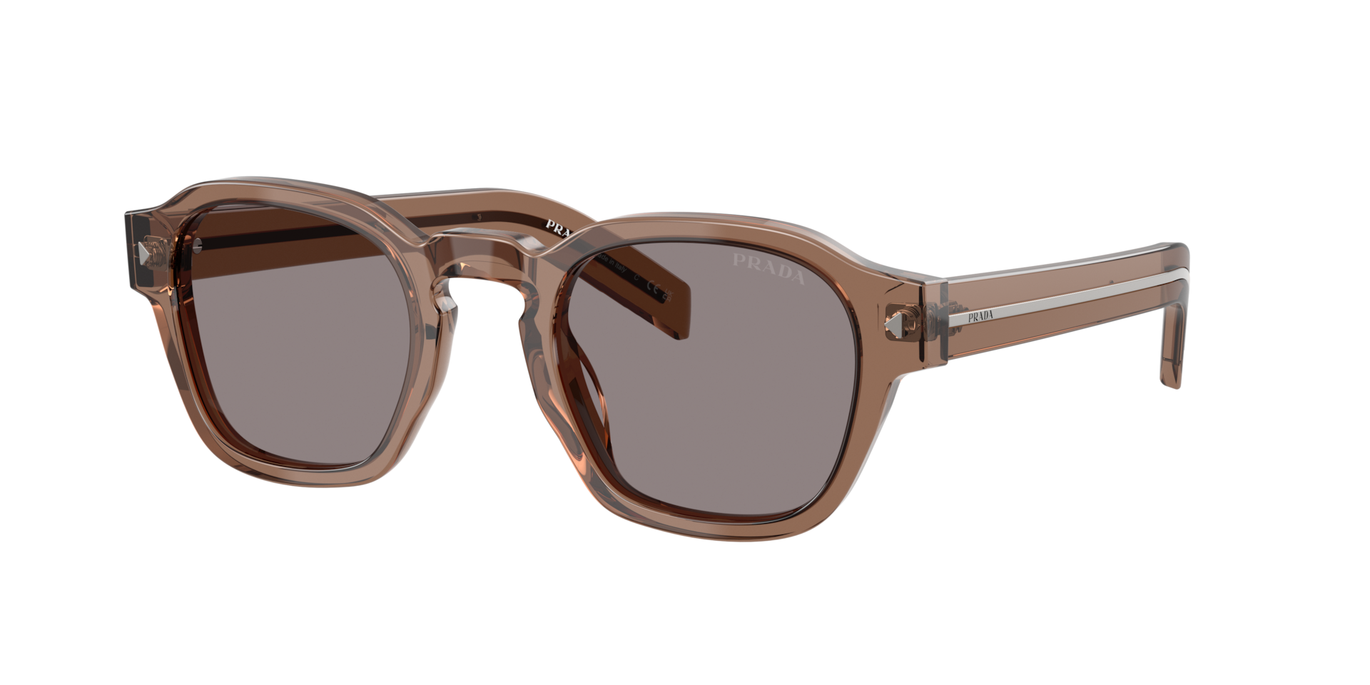 Prada Mann Sunglass PR A16S - Rahmenfarbe: Clay transparent, Linsenfarbe: Grau