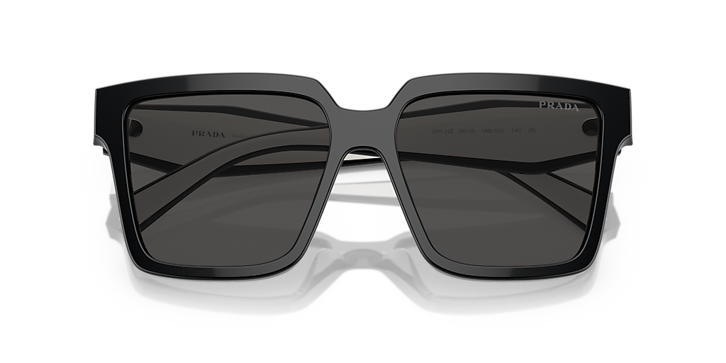 Prada PR 24ZS M (56 - 16) com Lentes Cinza e Armação Preto