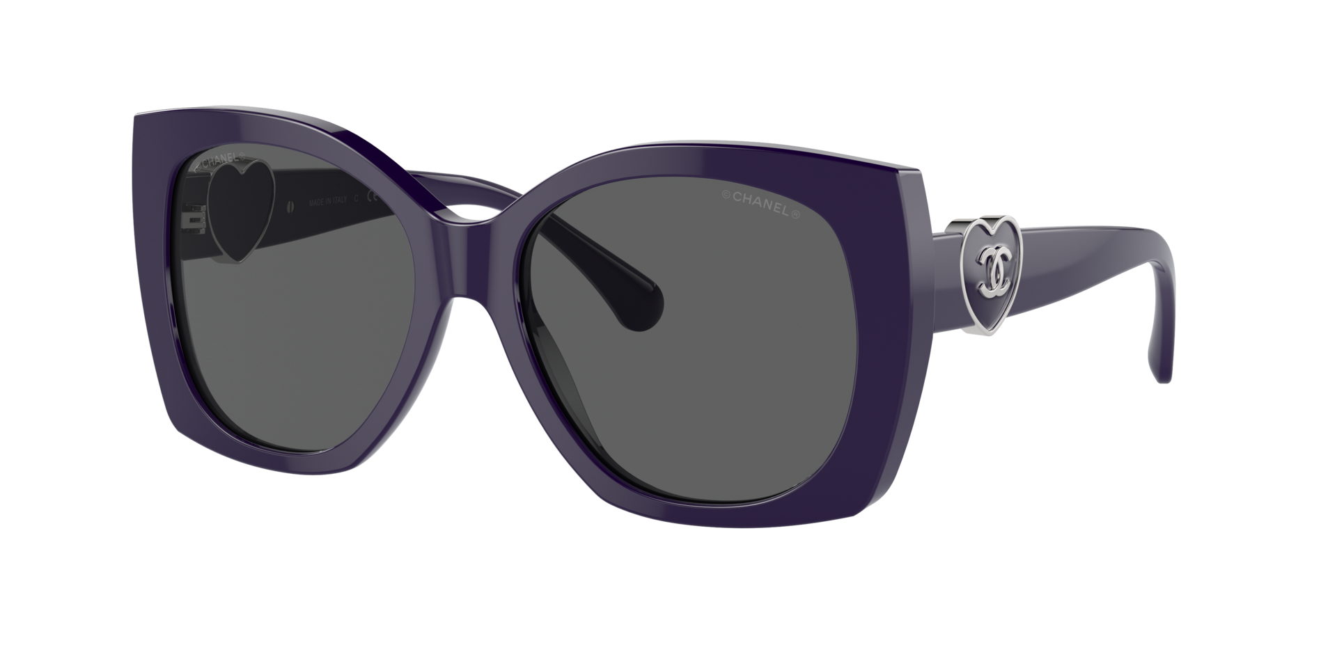 Chanel Femme Sunglass Square Sunglasses CH5519A - Couleur du Monture Pourpre Couleur de Lentille Gris 460 €