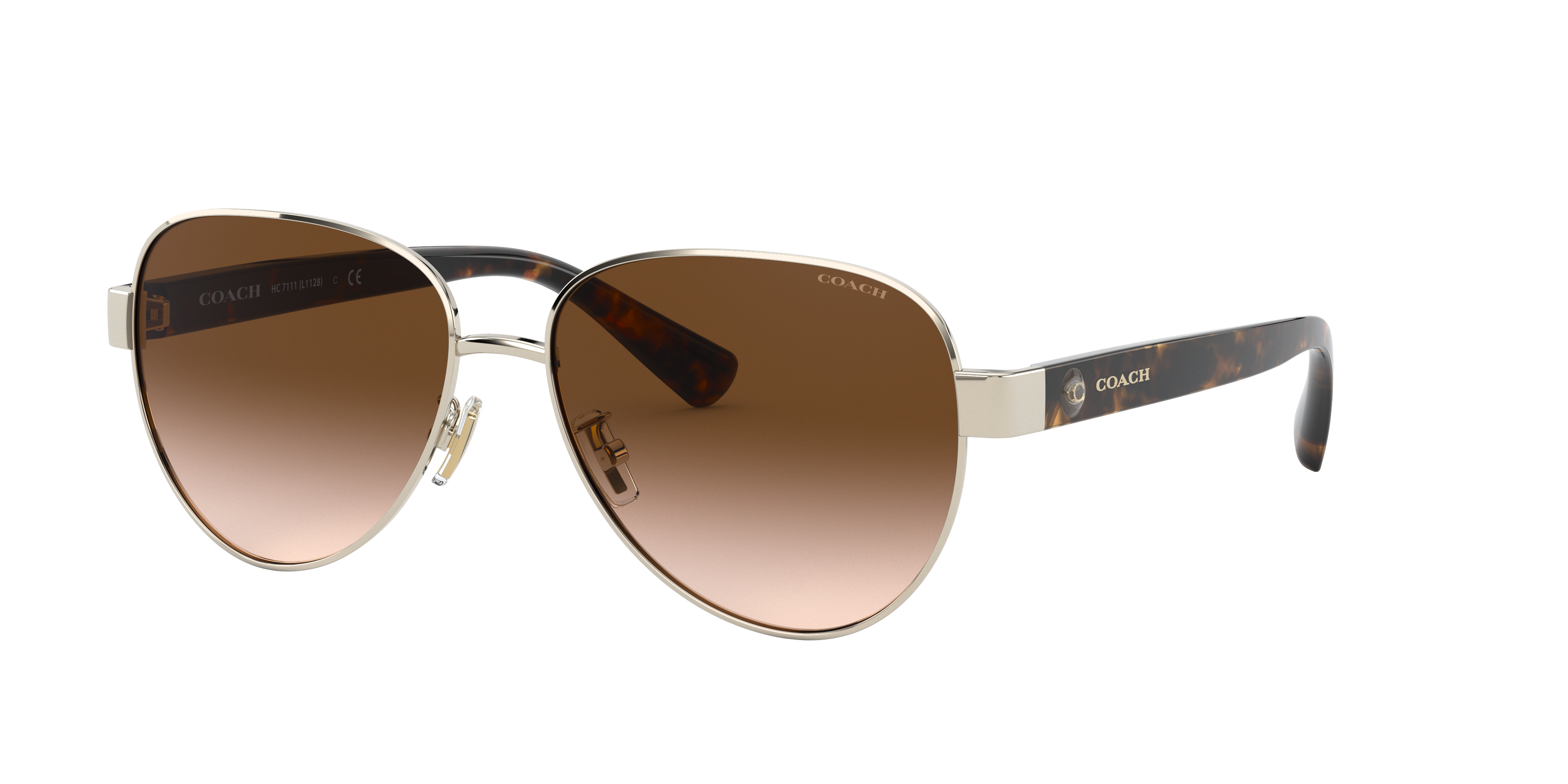 Coach Woman Sunglass L1128 -  Frame color: Light Gold, Lens color: Brown Gradient