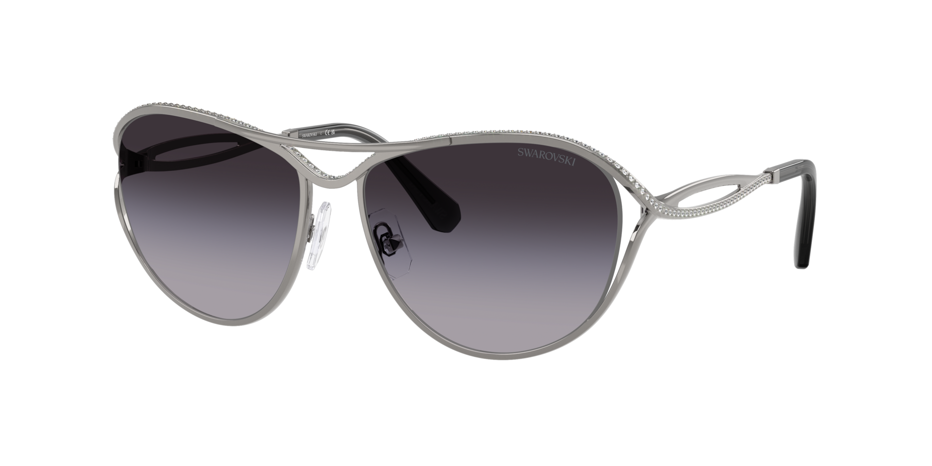 Swarovski Woman Sunglass SK7028 -  Frame color: Gunmetal, Lens color: Grey Gradient