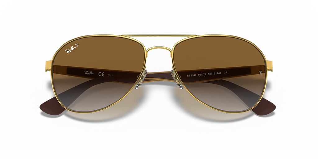 RayBan レイバン RB3549 偏光 サングラス ゴールド グラデーション Ray-Ban RB3549 XL (61 - 16) with Brown lenses and Gold frame