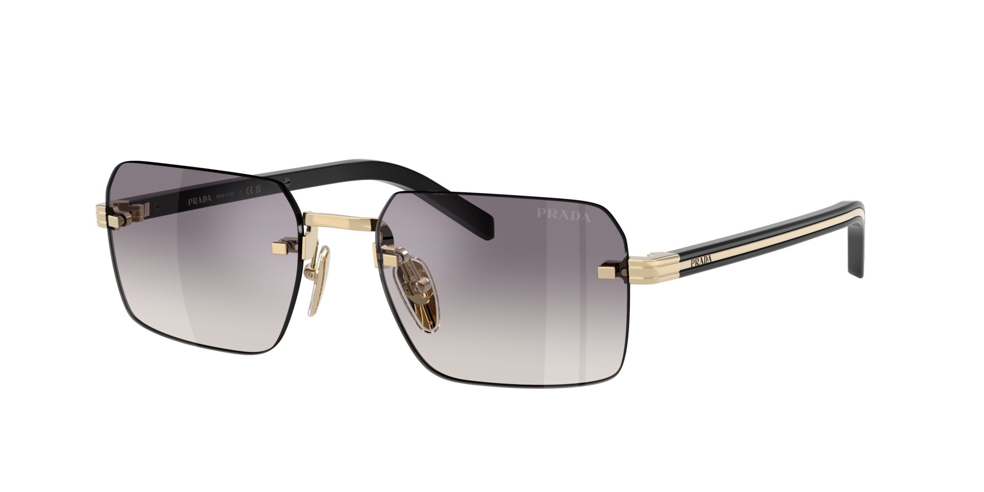 Prada Mann Sunglass PR D55S - Rahmenfarbe: Hellgold, Linsenfarbe: Blau verspiegelt Silber