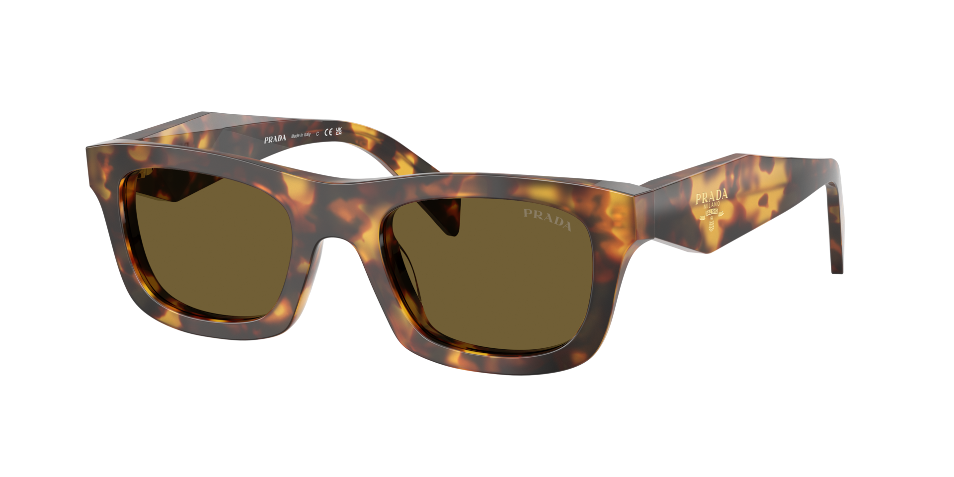 Prada Woman Sunglass PR C06S -  Frame color: Honey Tortoise, Lens color: Dark Brown