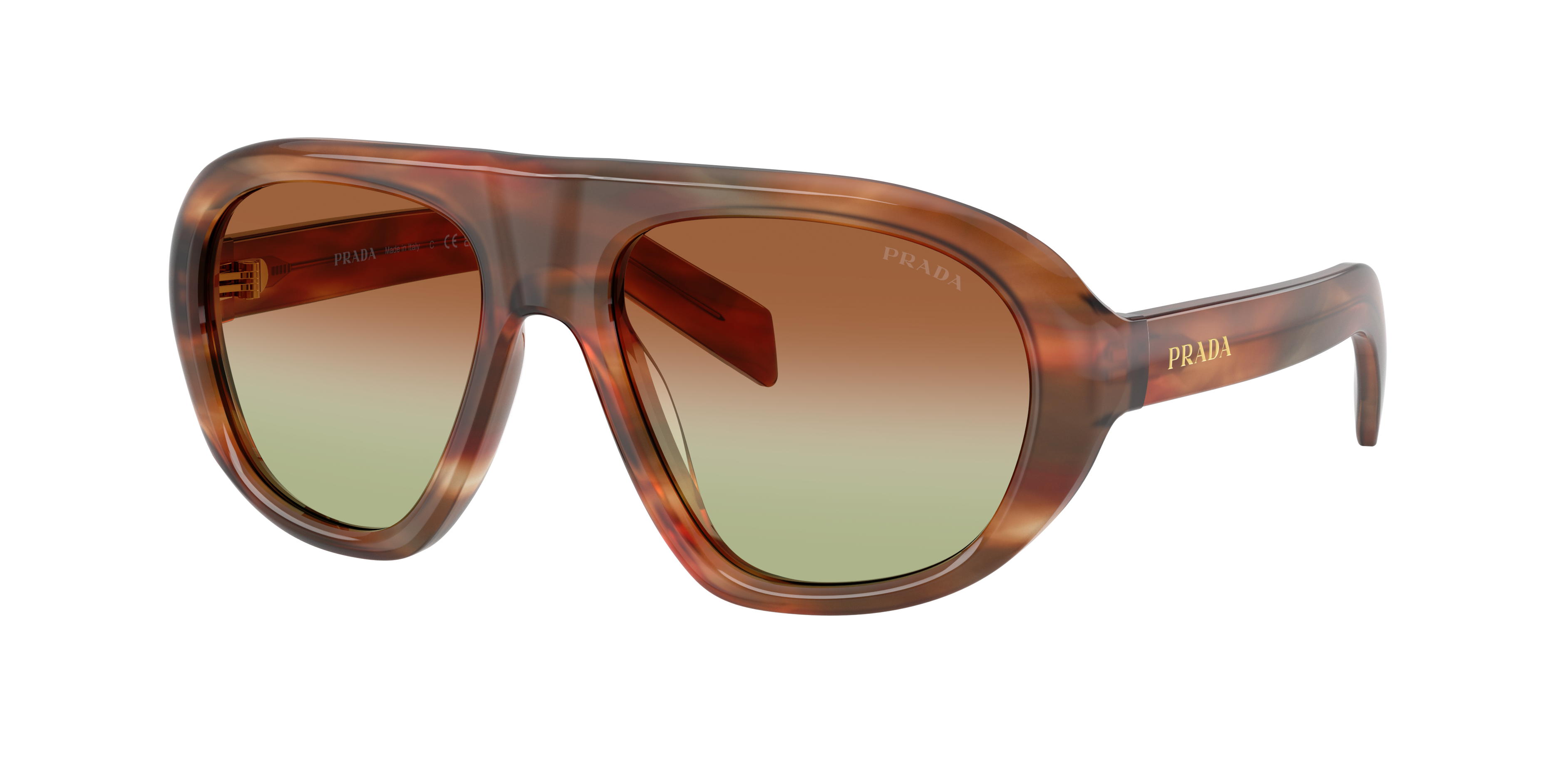 Prada PR C05S L (57 - 18) with Green lenses and Brown frame