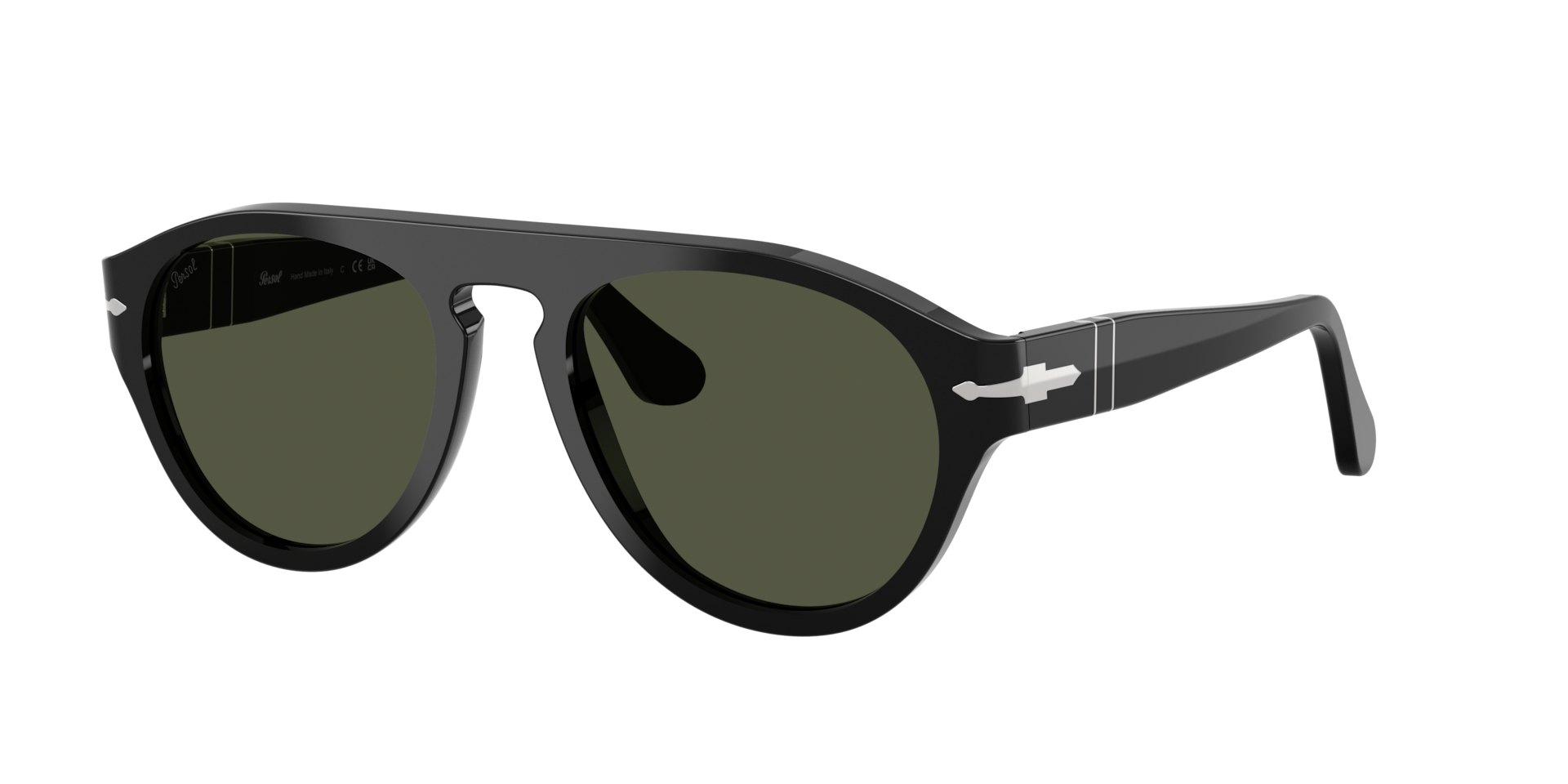 Persol Unisex Sunglass PO3370S -  Frame color: Black, Lens color: Green