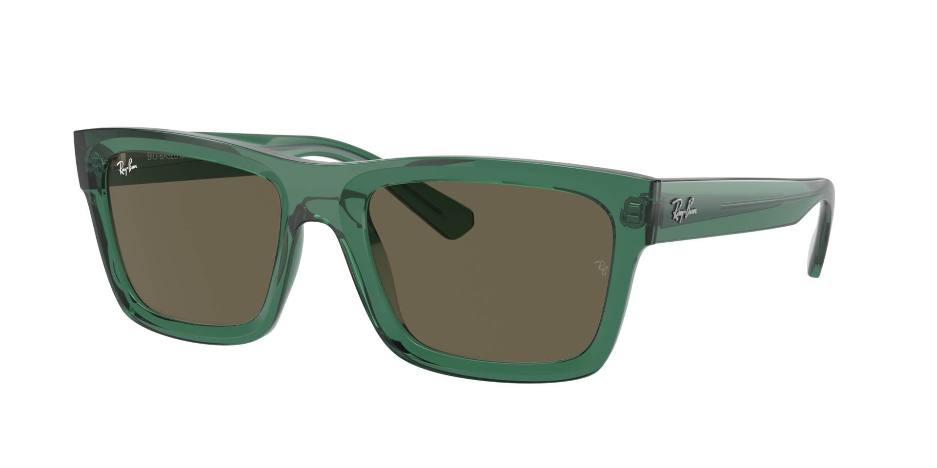 Ray-Ban Unisex Sunglass Warren Bio-Based -  Frame color: Transparent Green, Lens color: Brown