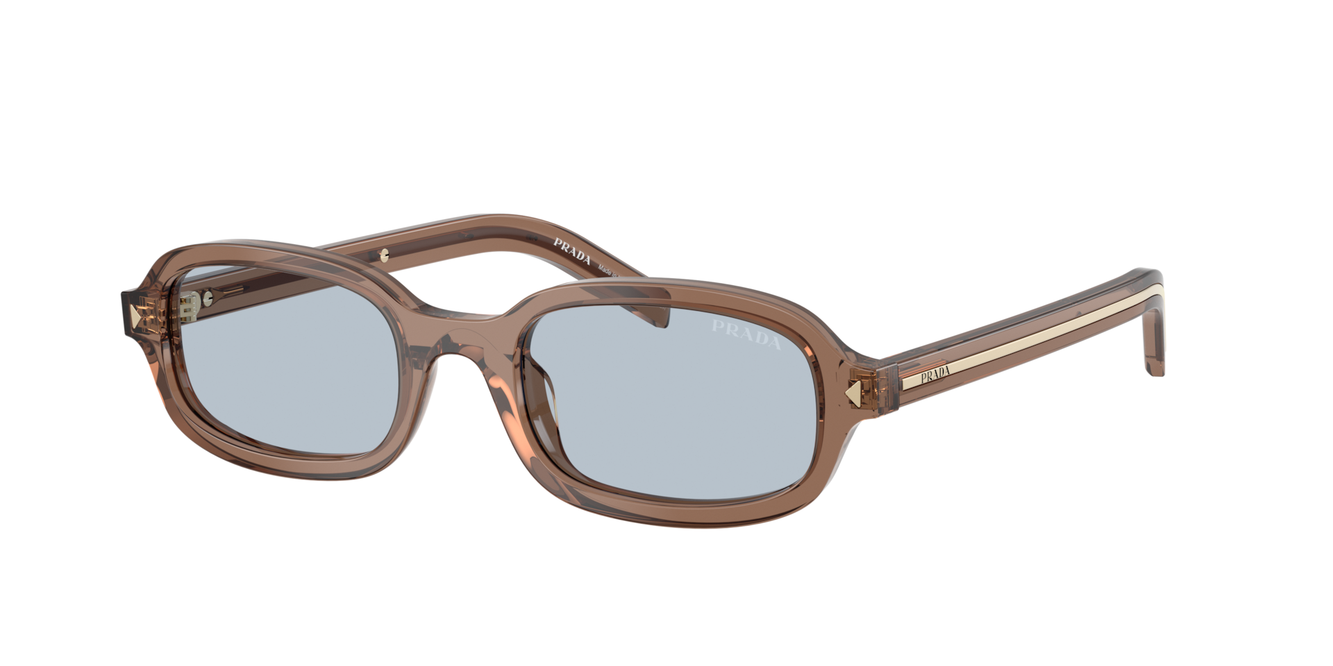 Prada Frau Sunglass PR D06S - Rahmenfarbe: Clay transparent, Linsenfarbe: Blau/Grau