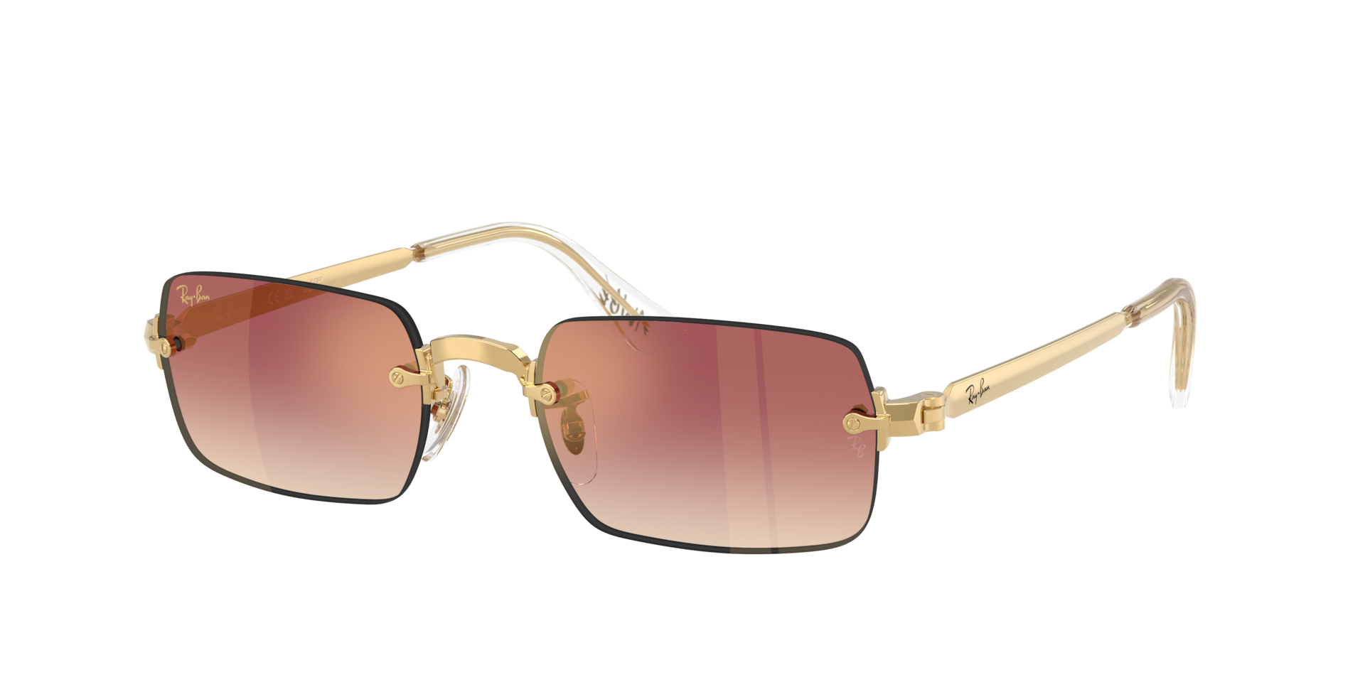 Ray-Ban Unisex Sunglass RB3928 By A$AP Rocky -  Framekleur: Arista goud, Lenskleur: Helder gradiënt donkerviolet