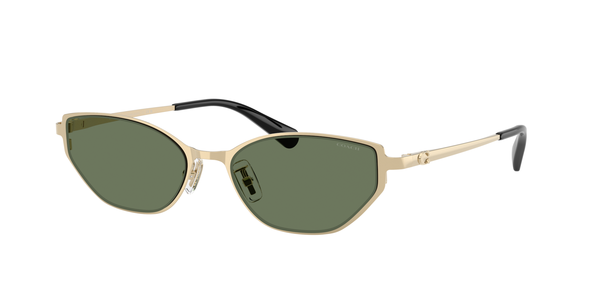 Coach Frau Sunglass CFU22 - Rahmenfarbe: Hellgold glänzend, Linsenfarbe: Grün einfarbig