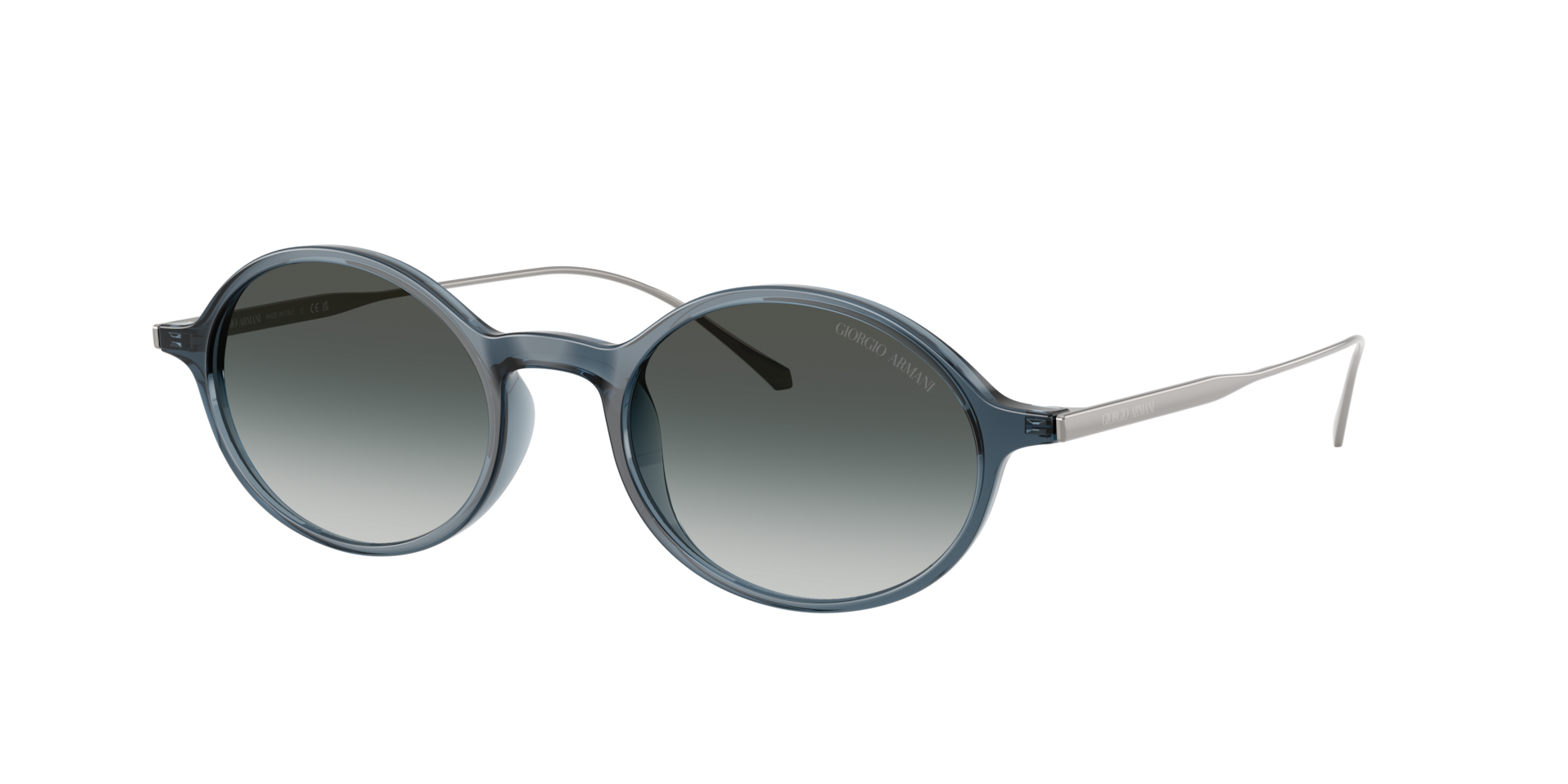 Giorgio Armani Mann Sunglass AR8263U - Rahmenfarbe: Blau transparent, Linsenfarbe: Smoke Gradient Green