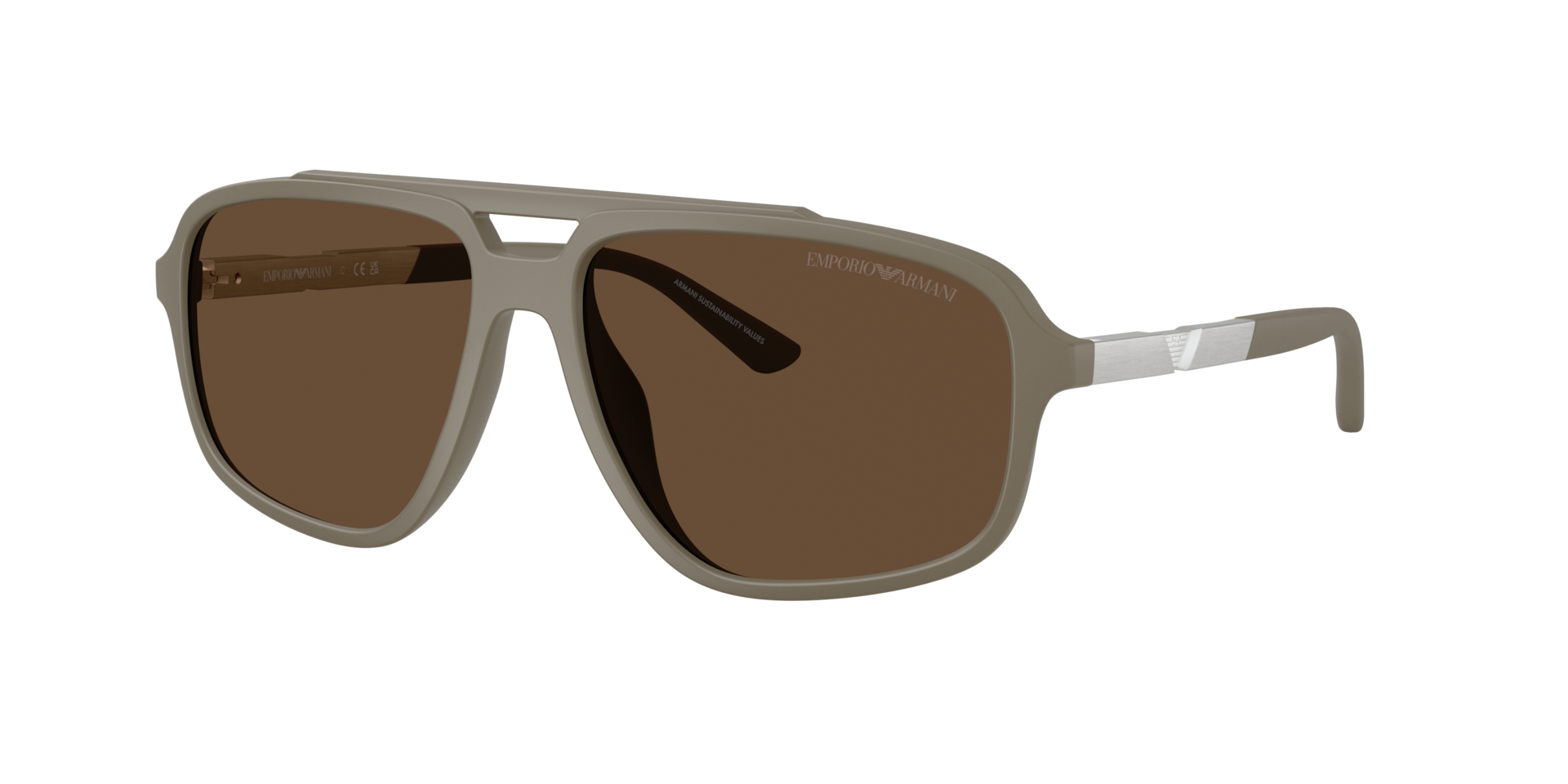 Emporio Armani Herren Dunkelbraun Mann Sunglass Ea4236u - Rahmenfarbe: Beige Matt, Linsenfarbe: