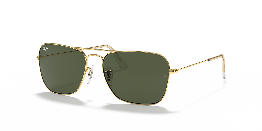 Ray-Ban Caravan XL (58 - 15) with Green lenses and Gold frame