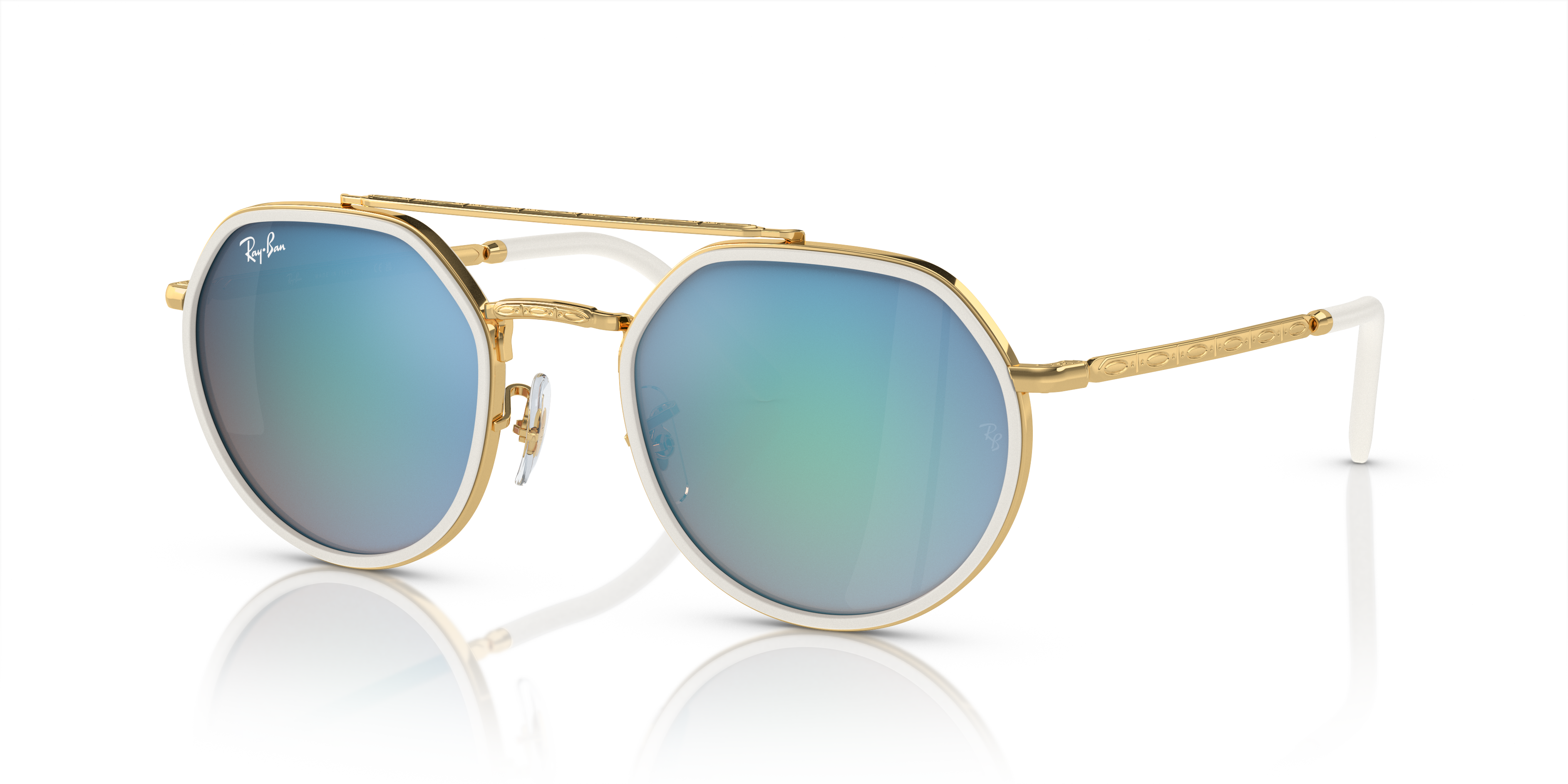 Ray-Ban RB3765 L (53 - 22) com Lentes Azul e Armação Ouro