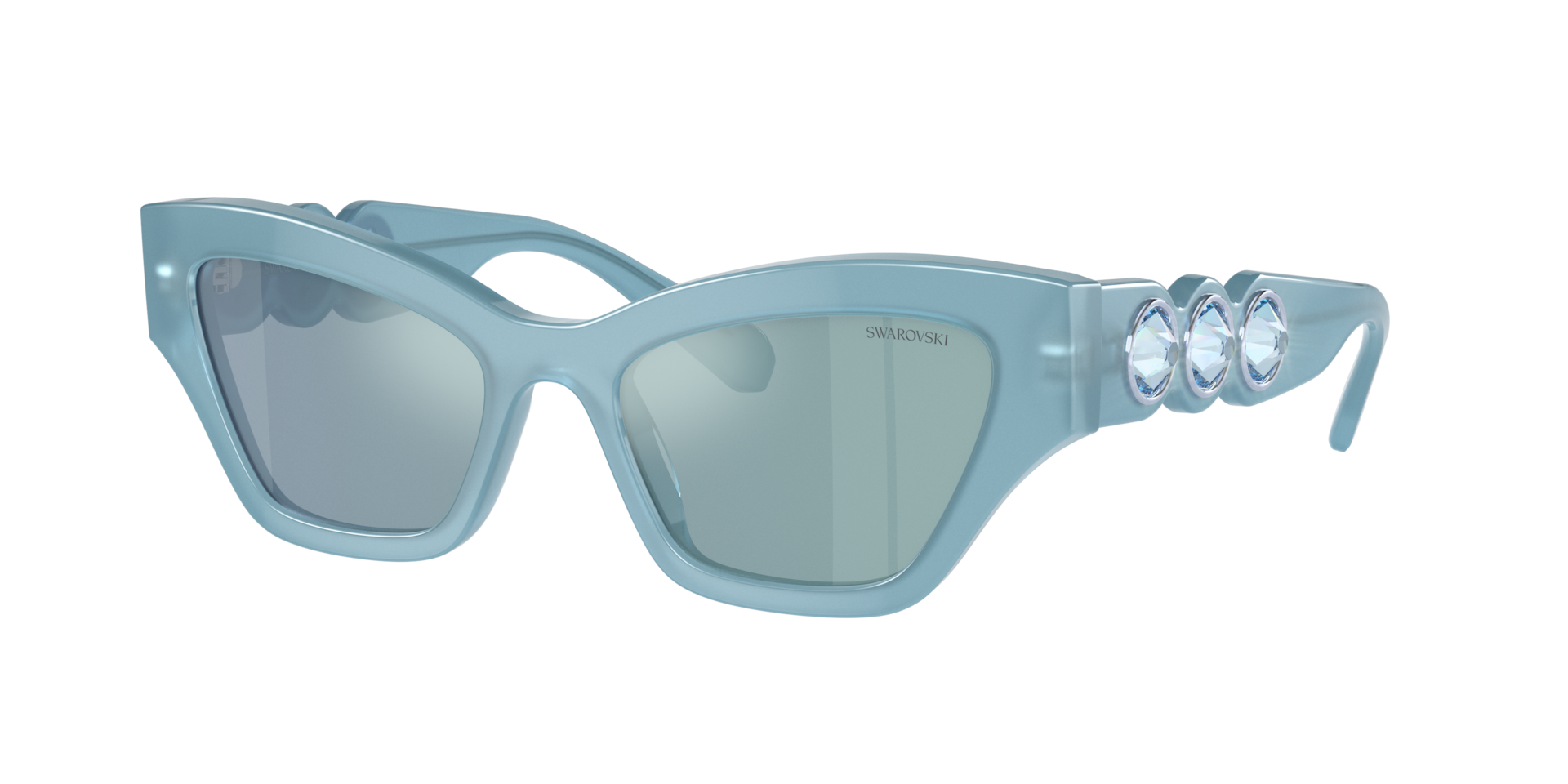Swarovski Woman Sunglass SK6021 -  Frame color: Milky Light Blue, Lens color: Blue Mirror White