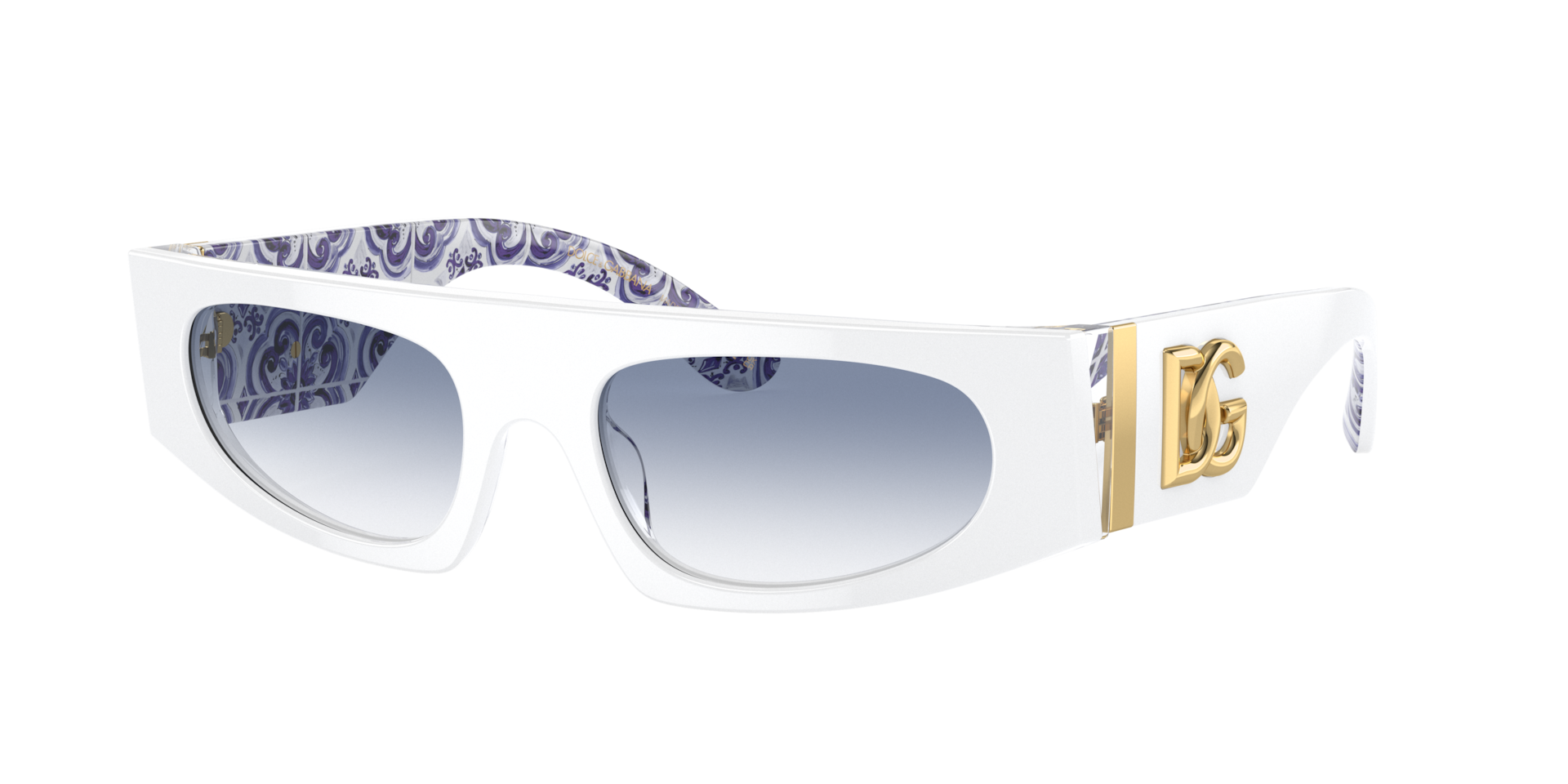 Dolce&Gabbana Woman Sunglass DG4411 - Frame color: White On Blue Maiolica, Lens color: Gradient Light Blue