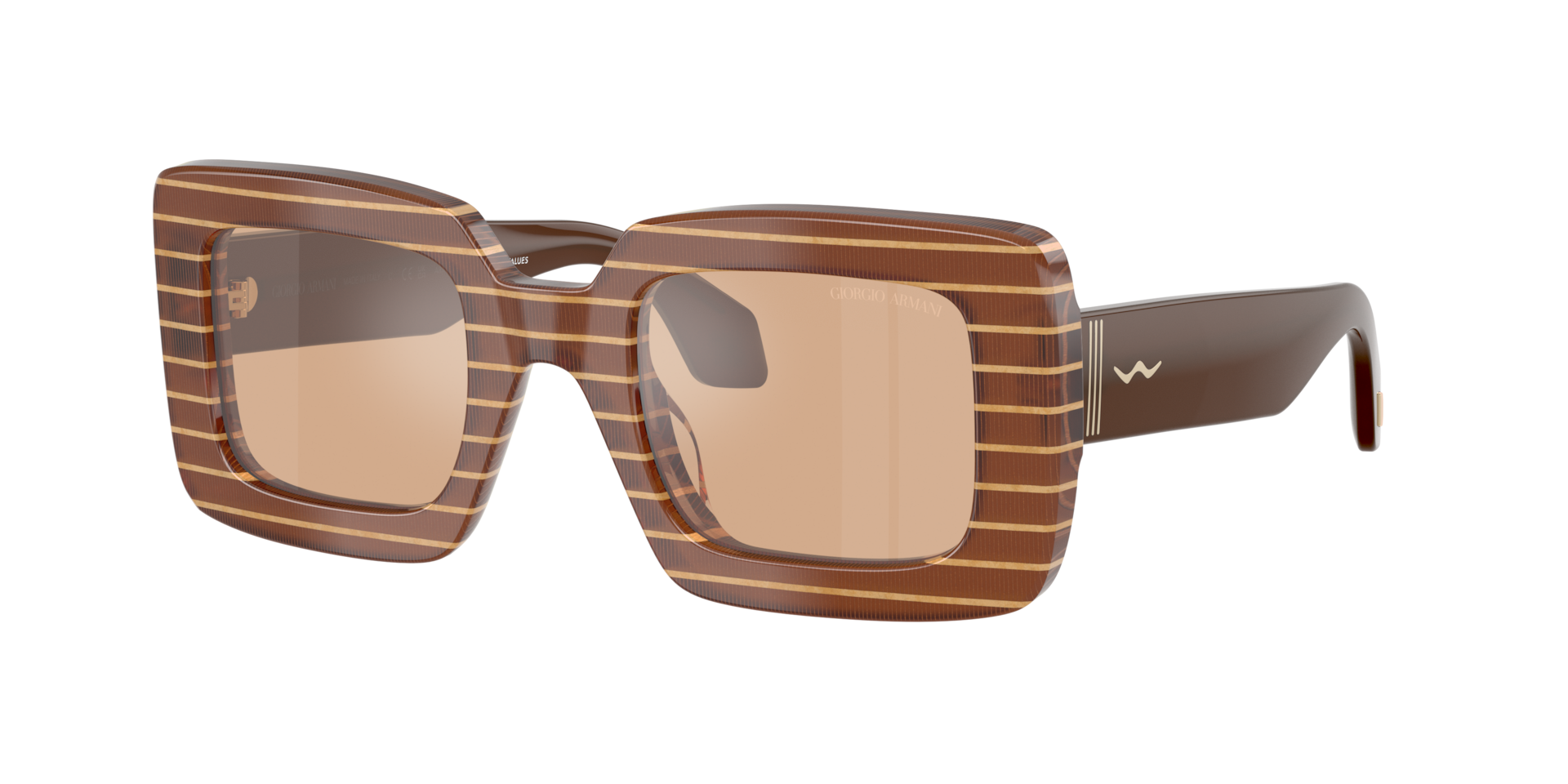 Giorgio Armani Woman Sunglass AR8241U -  Frame color: Striped Peach/Gold Block, Lens color: Orange Mirror Silver