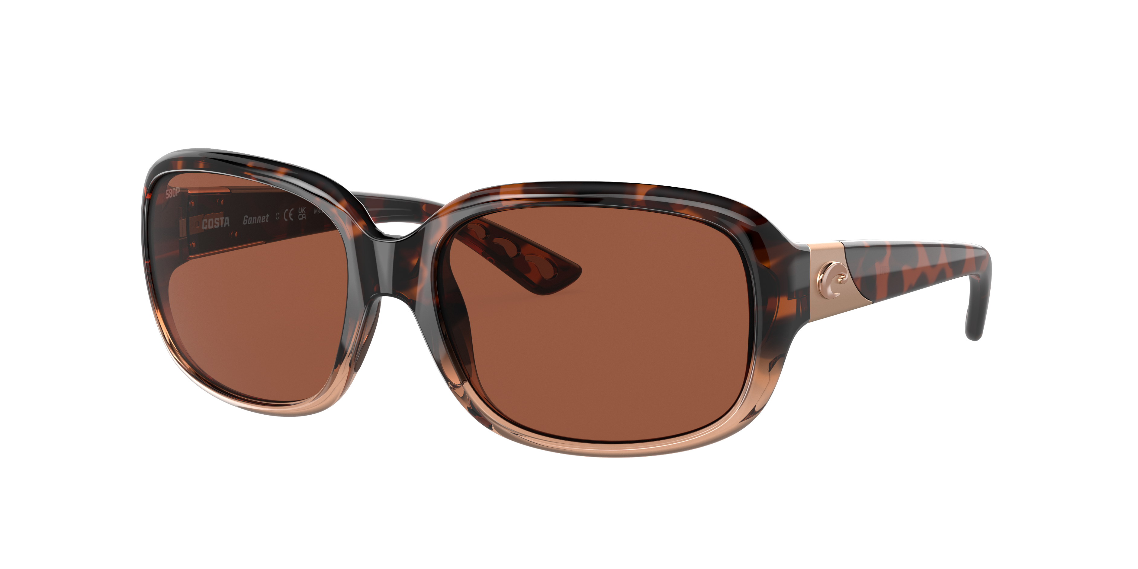 Costa Woman Sunglass Gannet -  Frame color: Shiny Tortoise Fade, Lens color: Copper