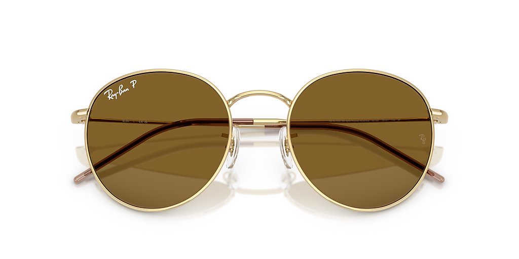Ray-Ban Round Reverse L (53 - 21) with Brown lenses and Gold frame