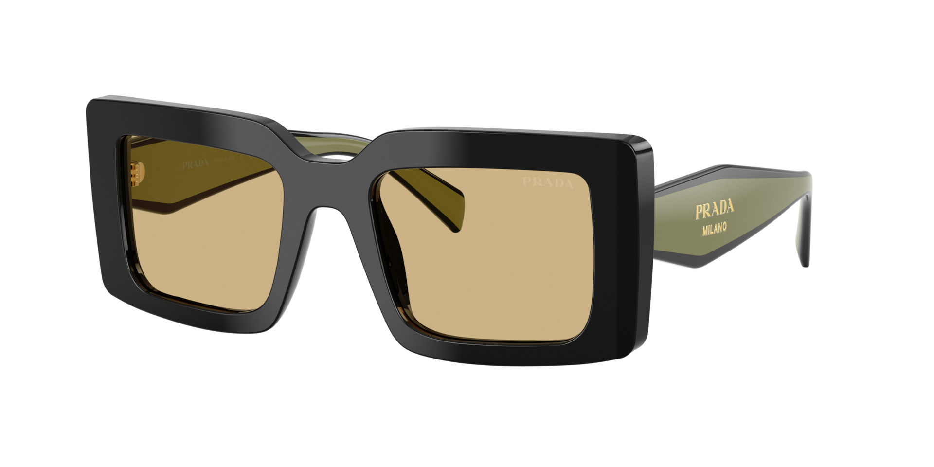 Prada Frau Sunglass PR D01S - Rahmenfarbe: Schwarz, Linsenfarbe: Gelb