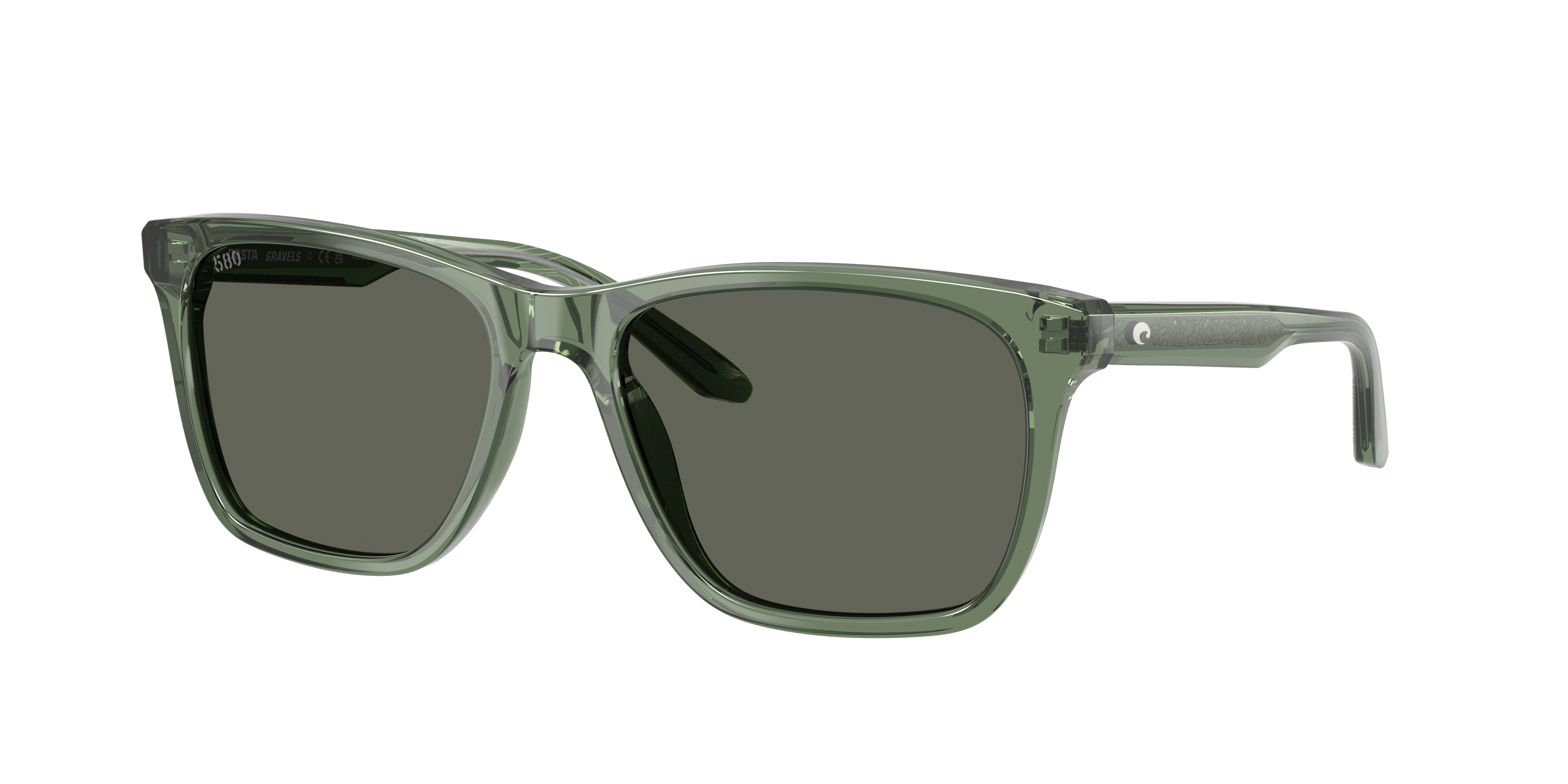 Costa Man Sunglass Gravels -  Frame color: Algae Green, Lens color: Gray