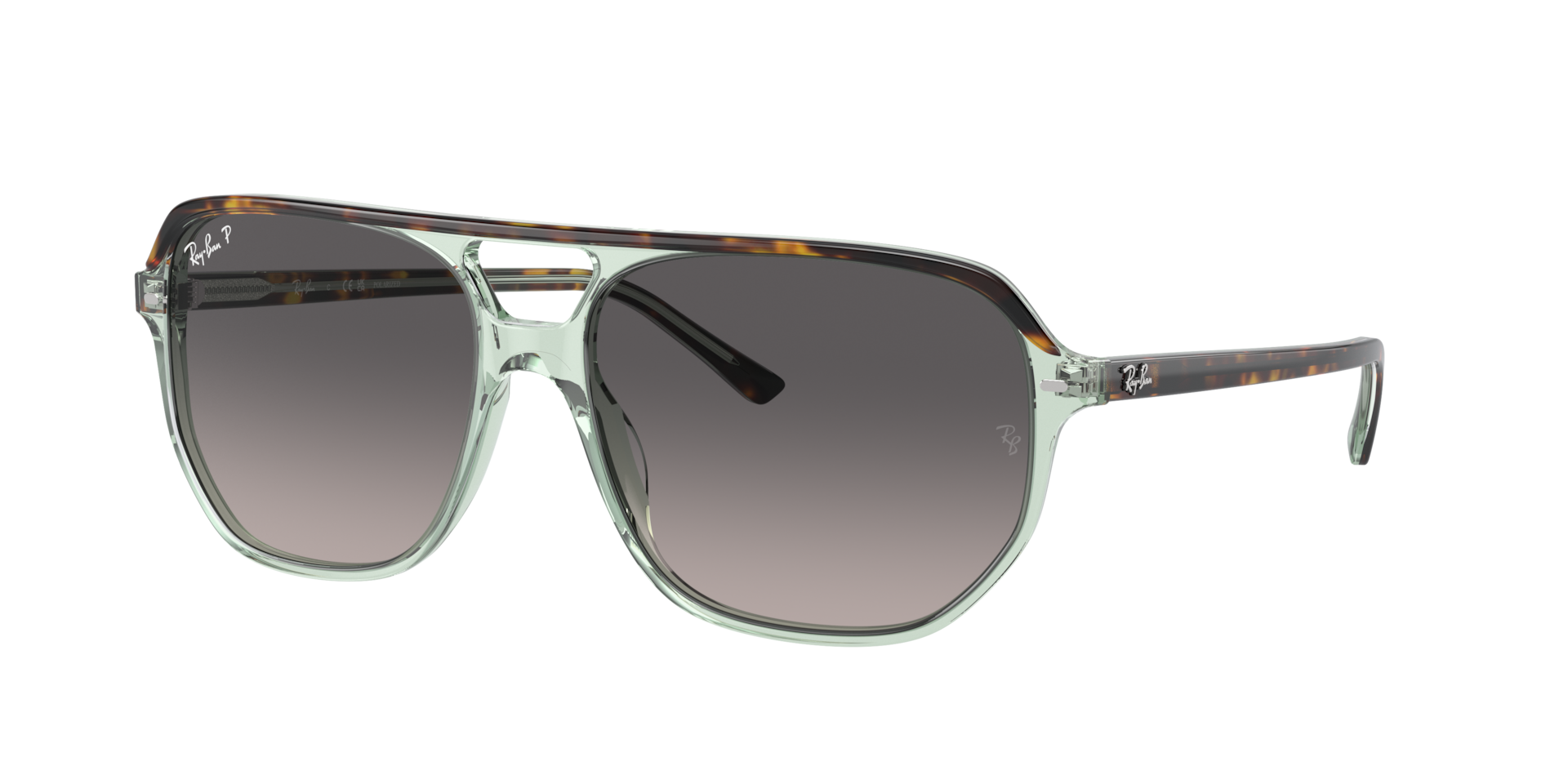 Ray-Ban Unisex Sunglass Bill One - Frame color: Havana On Transparent Green, Lens color: Grey Polarized