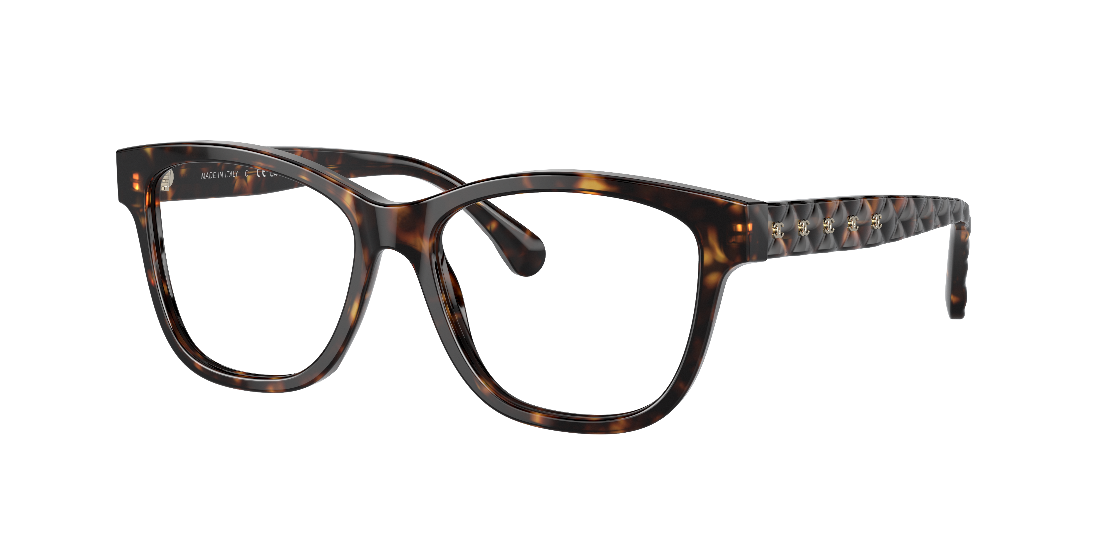 Chanel Woman Sunglass Square Eyeglasses CH3443A -  Frame color: Dark Tortoise & Gold, Lens color: Demo Lens