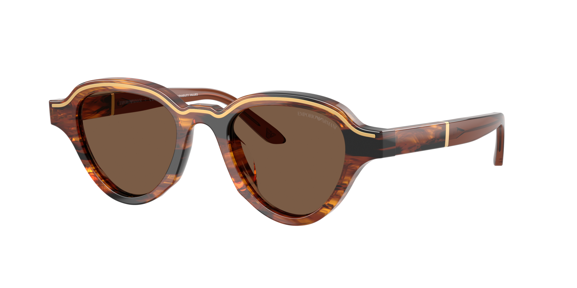 Emporio Armani , Striped Dark Brown Sunglasses Brown lenses, EA4264U 633973, Mojo Glasses - Image 5