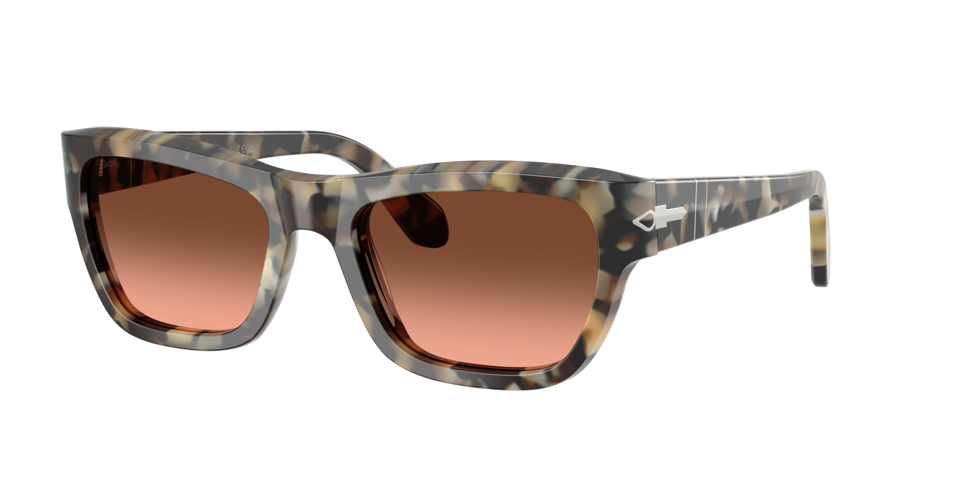Persol Unisex Sunglass PO0091S -  Frame color: Brown Tortoise, Lens color: Pink Gradient Brown